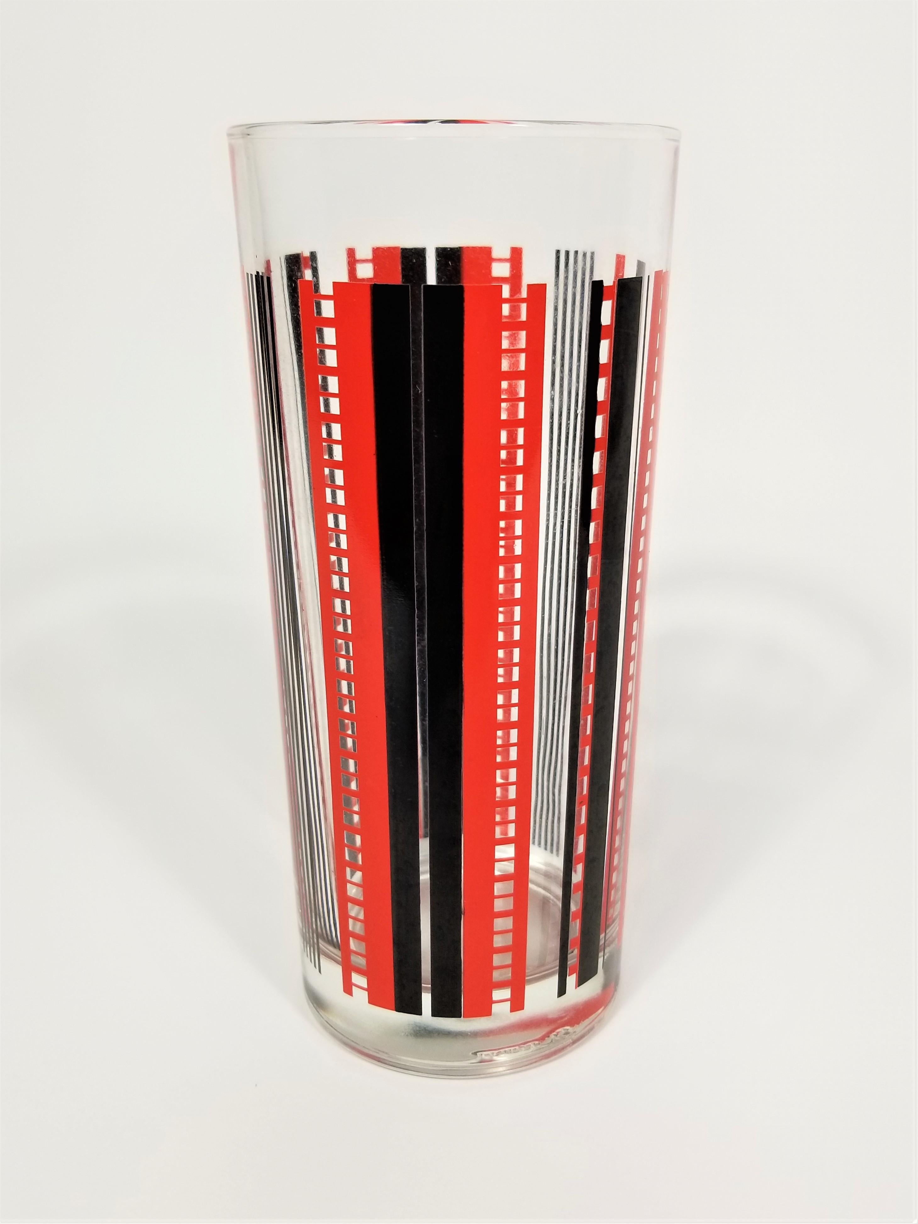 Vetreria italiana Barware Nero e Rosso Mid Century Made in Italy in vendita 2