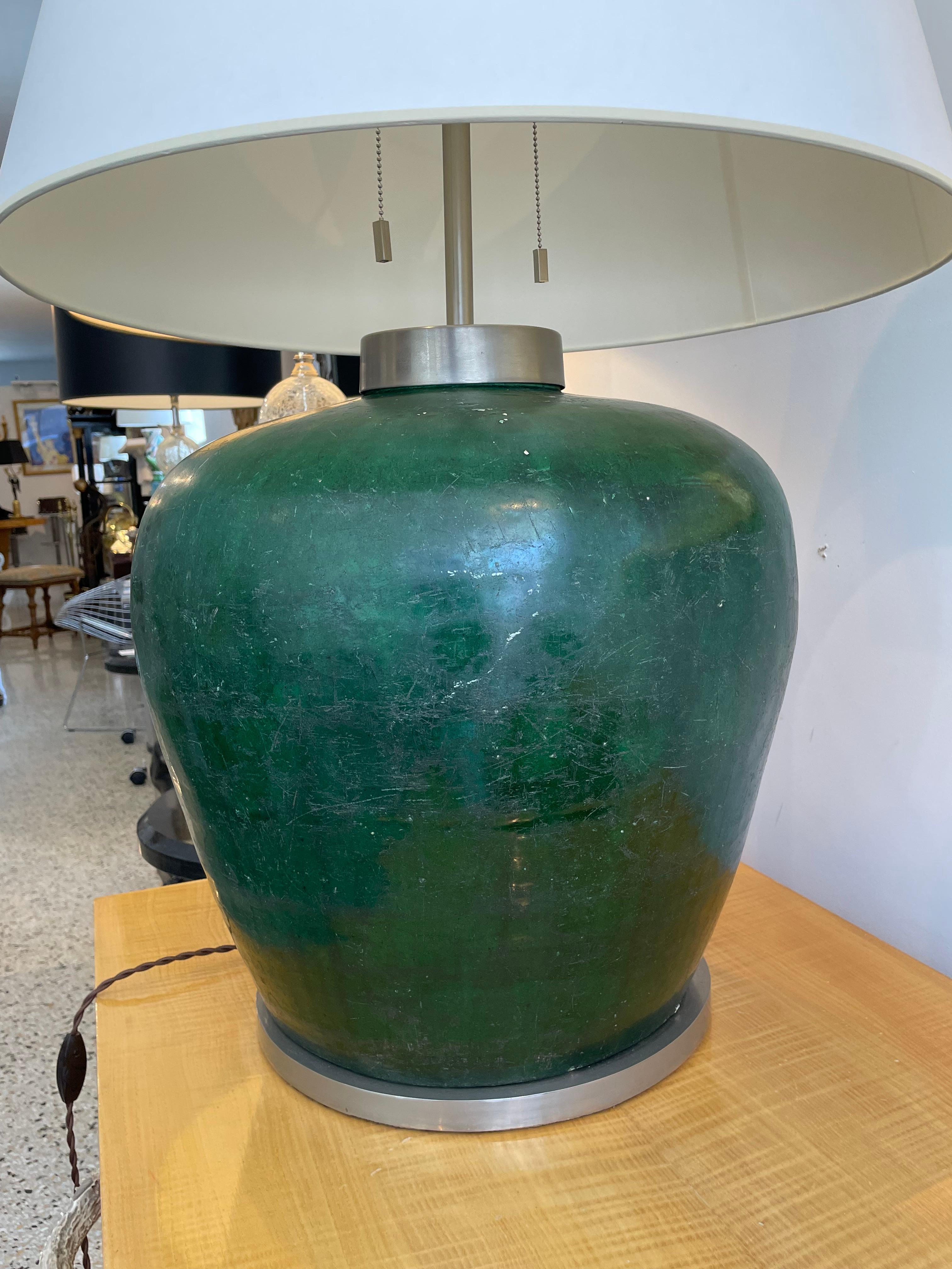 Italian Glazed Amphora Table Lamp For Sale 10