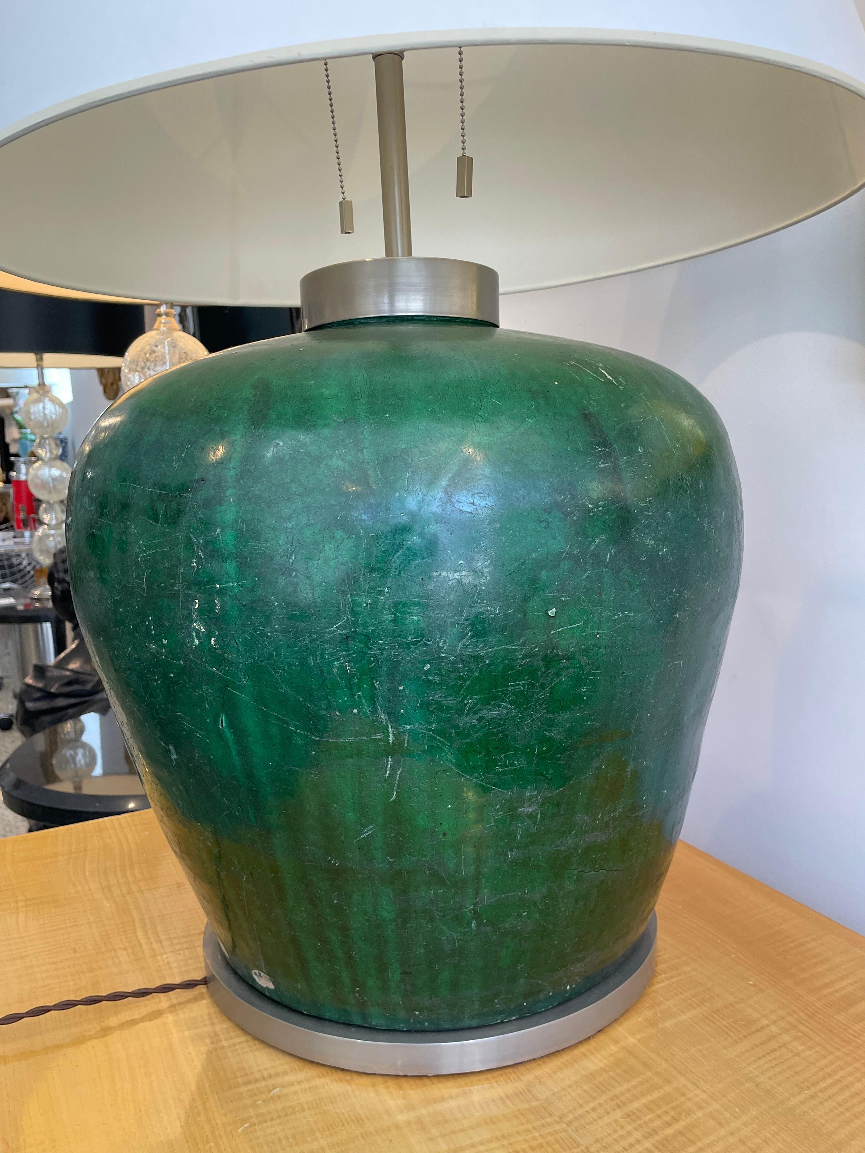 Italian Glazed Amphora Table Lamp For Sale 3