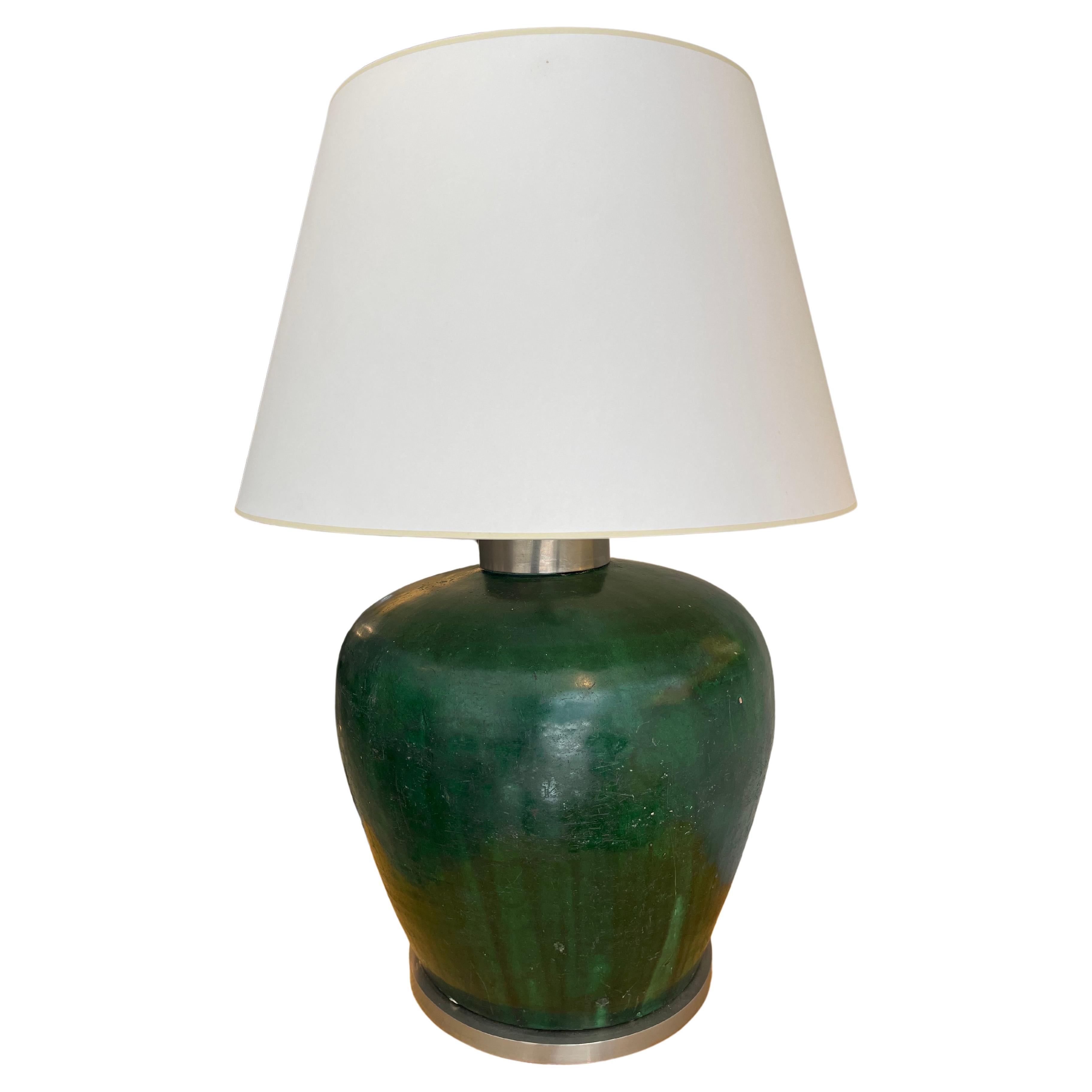 Italian Glazed Amphora Table Lamp For Sale