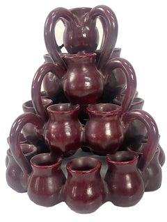Italian Glazed Ceramic Cluster of Vessels Centerpiece Decorative Table Art