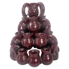 Italian Glazed Ceramic Cluster of Vessels Centerpiece Decorative Table Art