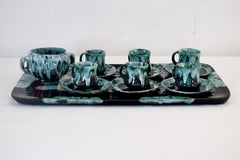 Italian Glazed Ceramic Coffee Set from Flora, 1960s