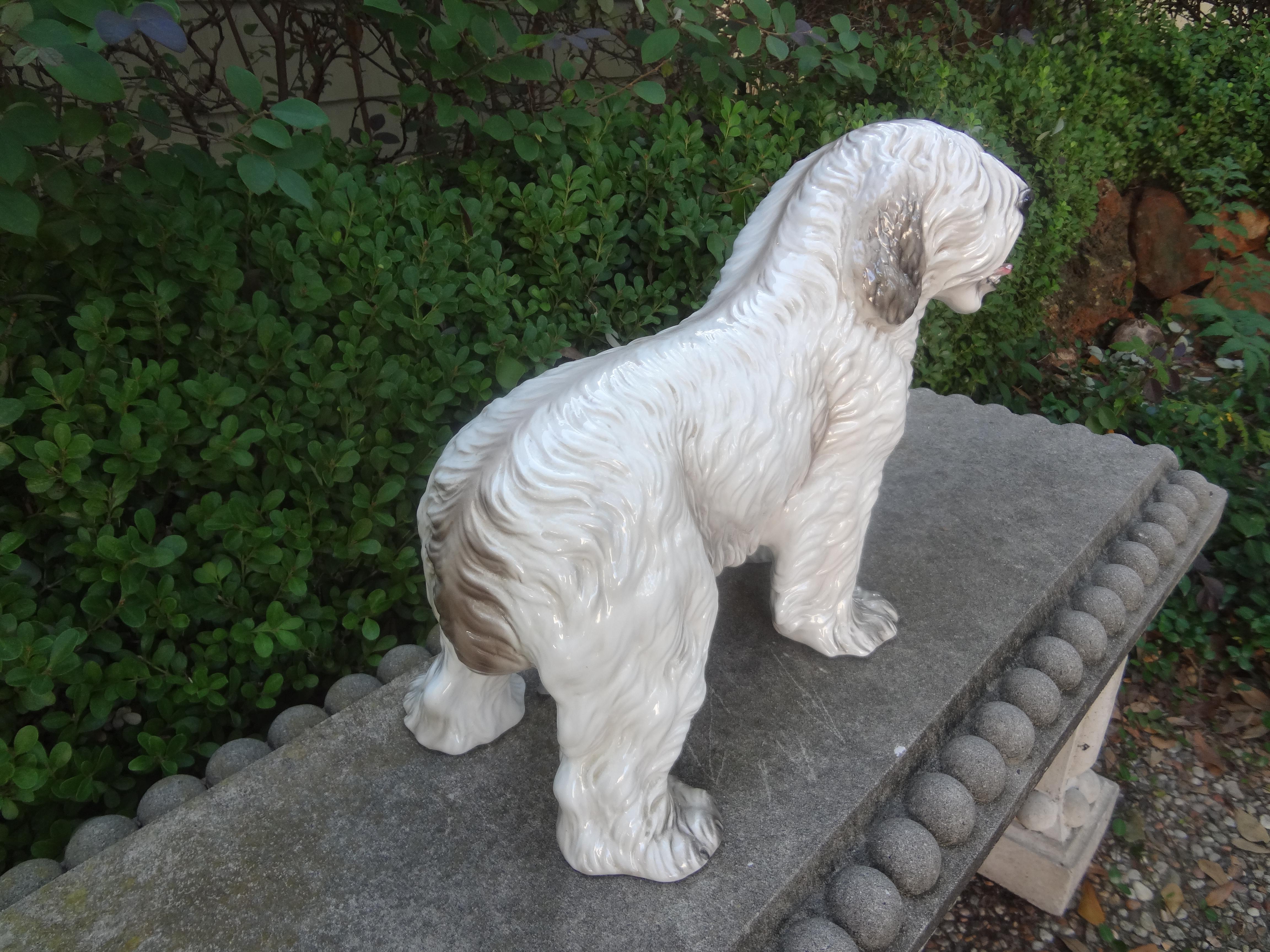 Italian Glazed Ceramic Dog Sculpture In Good Condition For Sale In Houston, TX