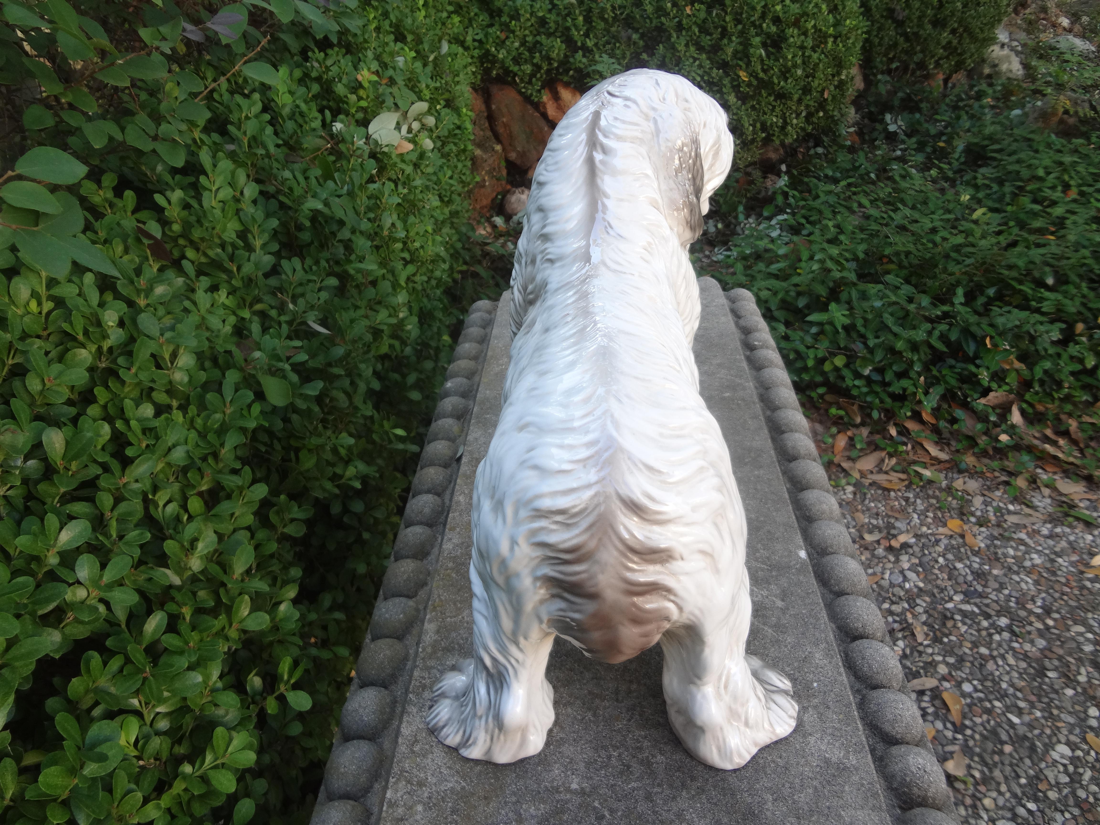 Mid-20th Century Italian Glazed Ceramic Dog Sculpture For Sale