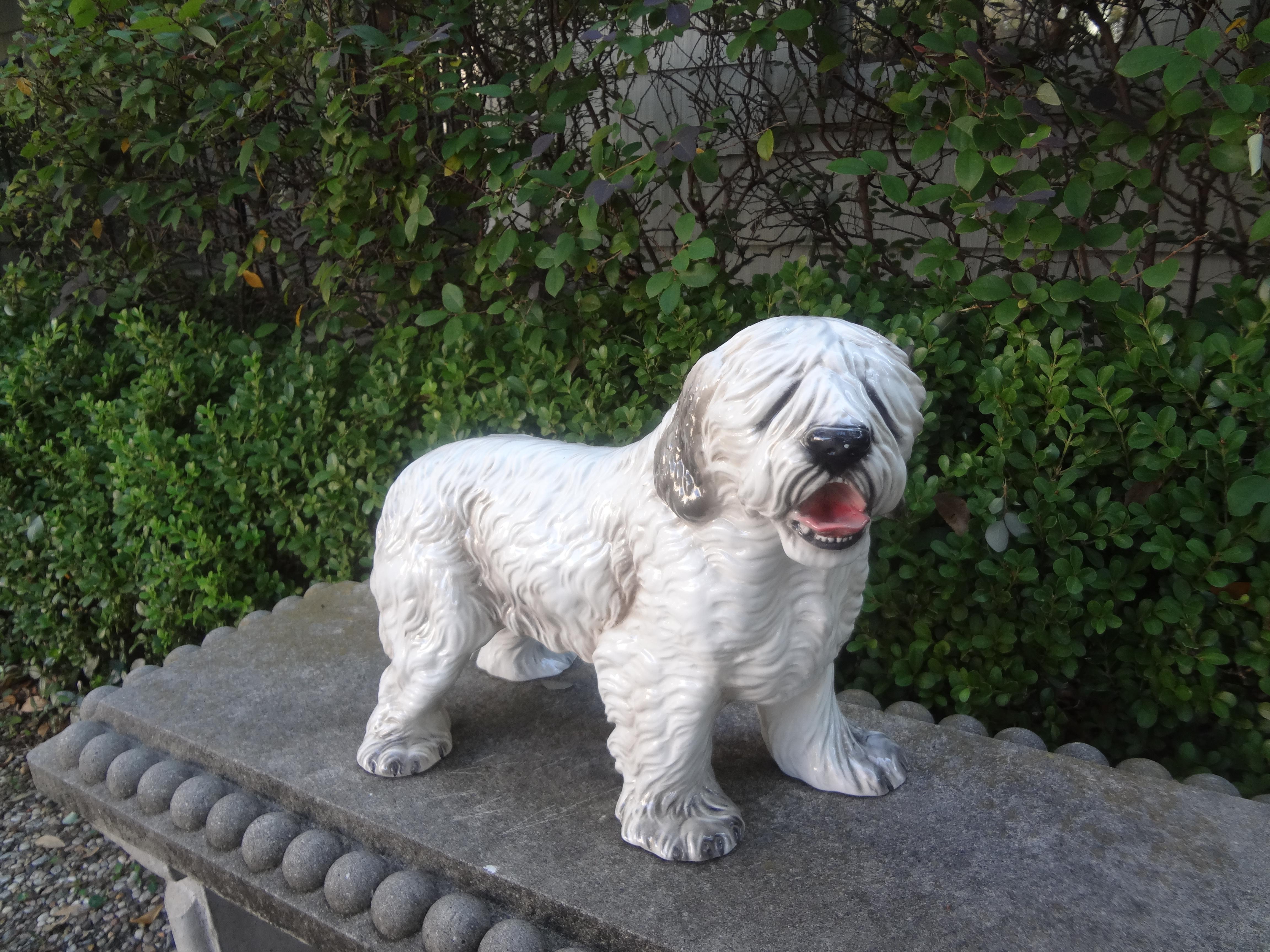 Italian Glazed Ceramic Dog Sculpture For Sale 1