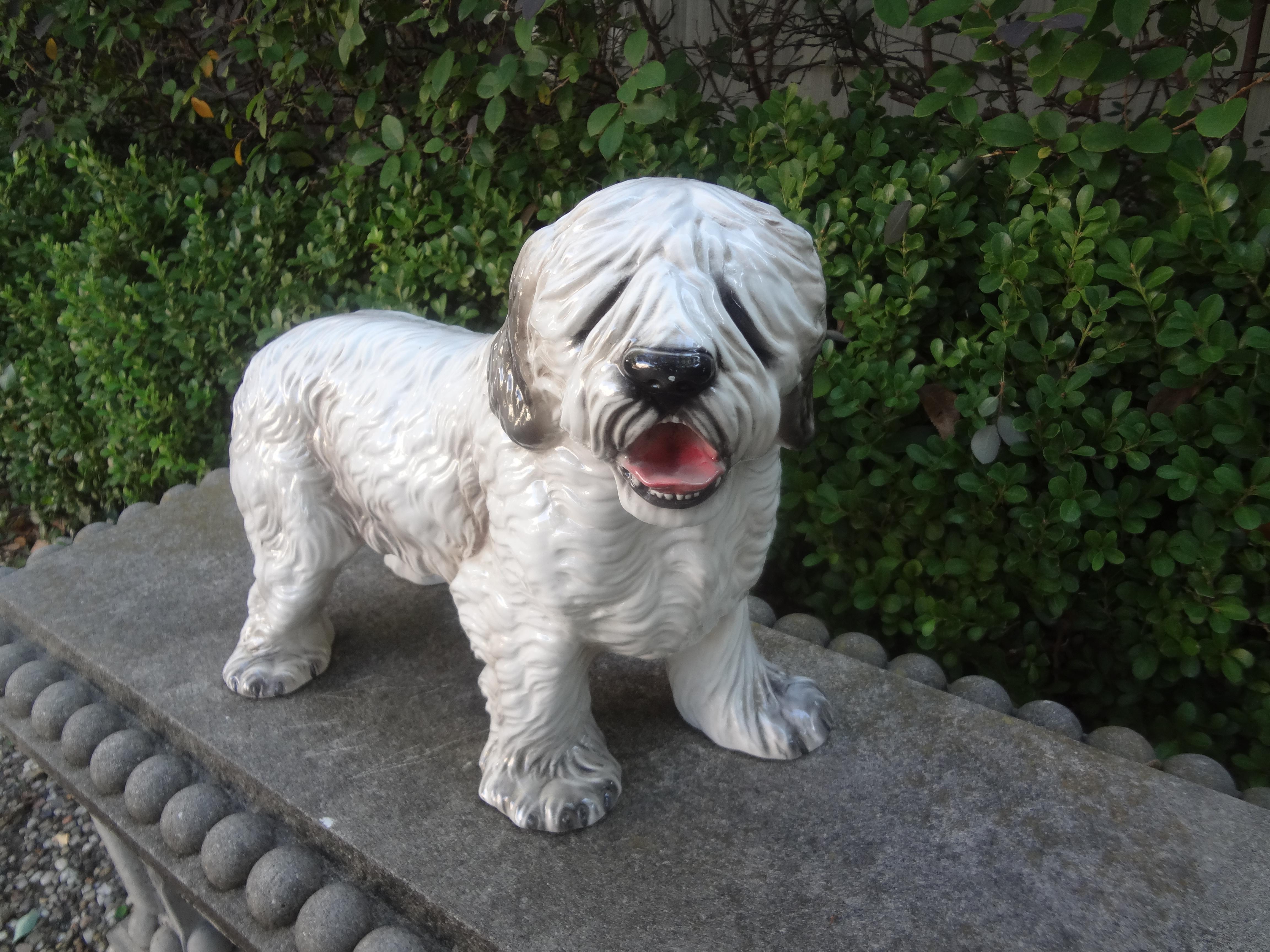 Italian Glazed Ceramic Dog Sculpture For Sale 4