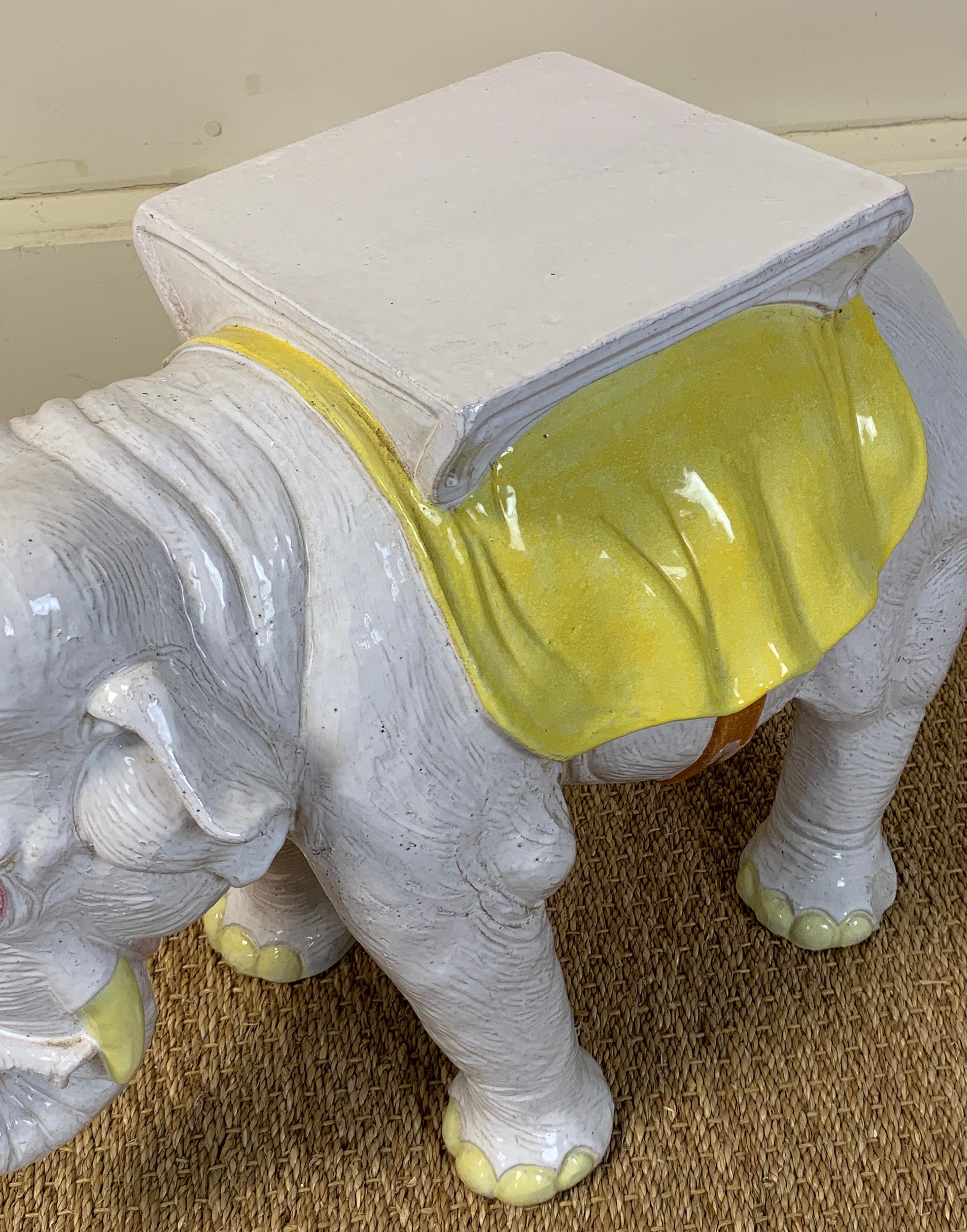 Italian Glazed Ceramic Elephant Garden Seat 6