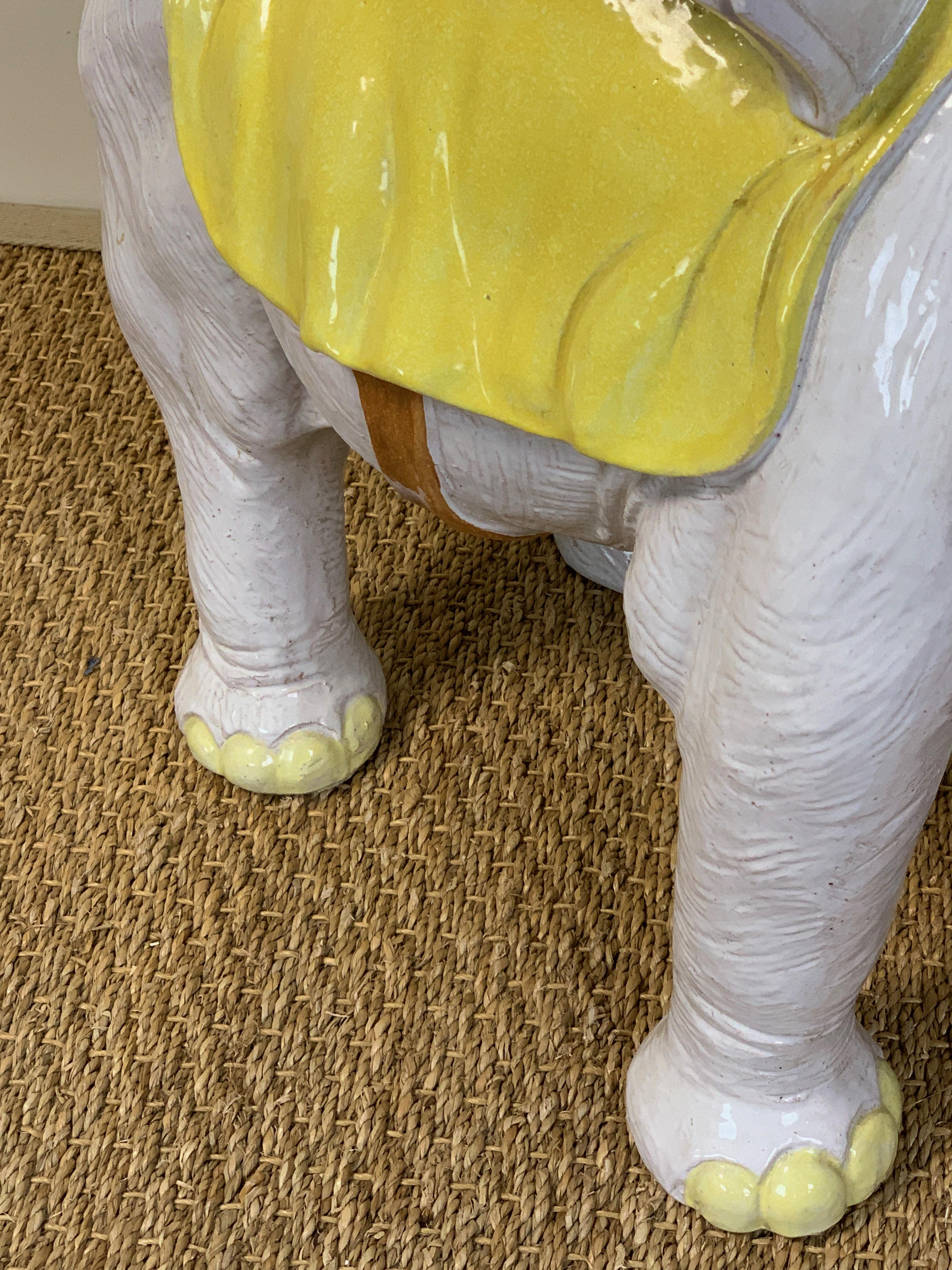 Italian Glazed Ceramic Elephant Garden Seat 9