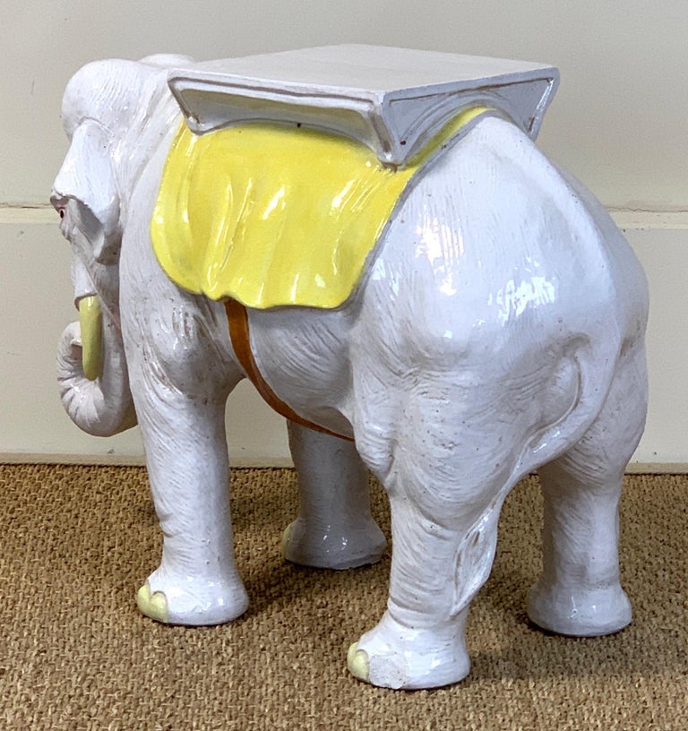 Italian Glazed Ceramic Elephant Garden Seat at 1stDibs