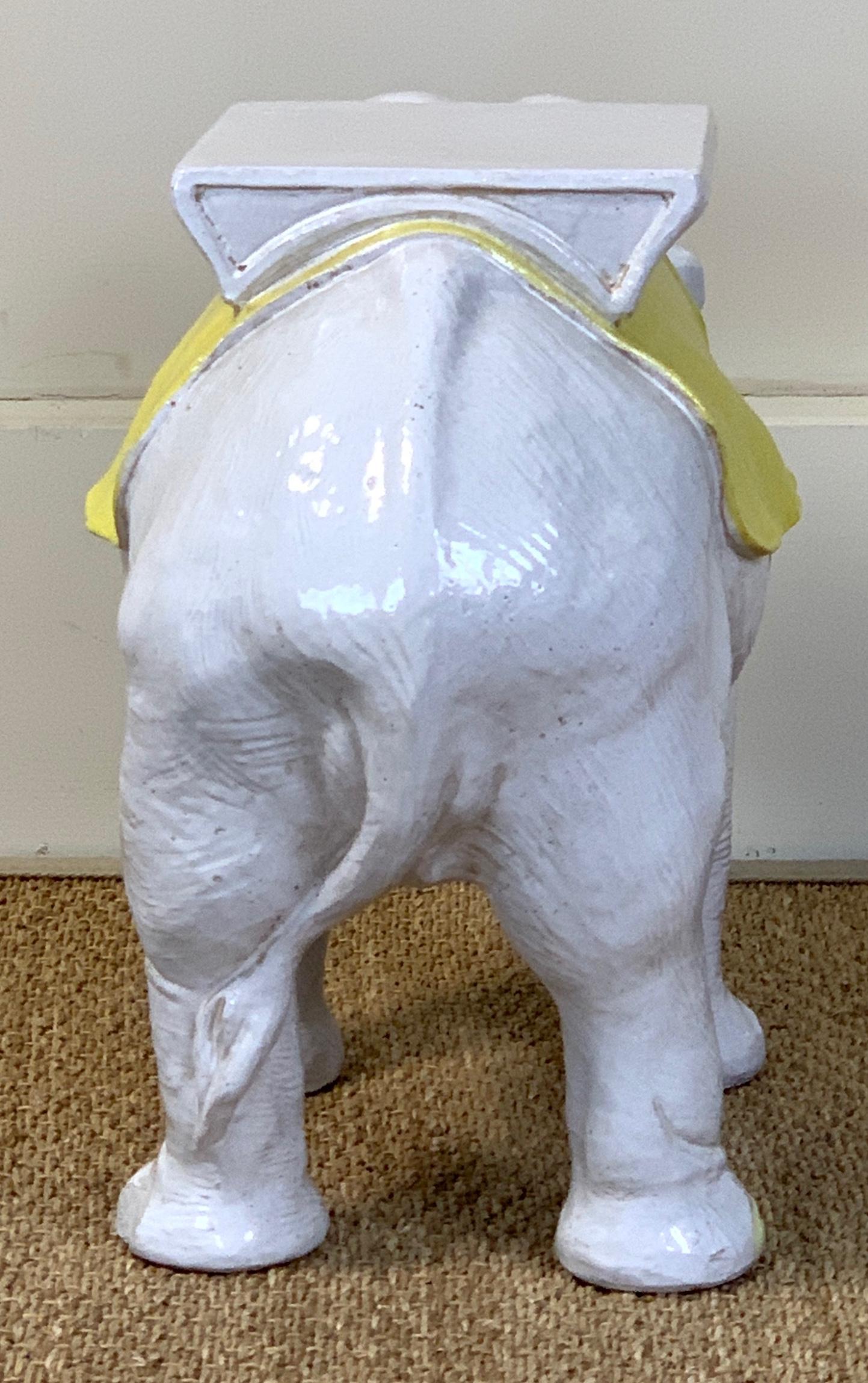 Italian Glazed Ceramic Elephant Garden Seat 1