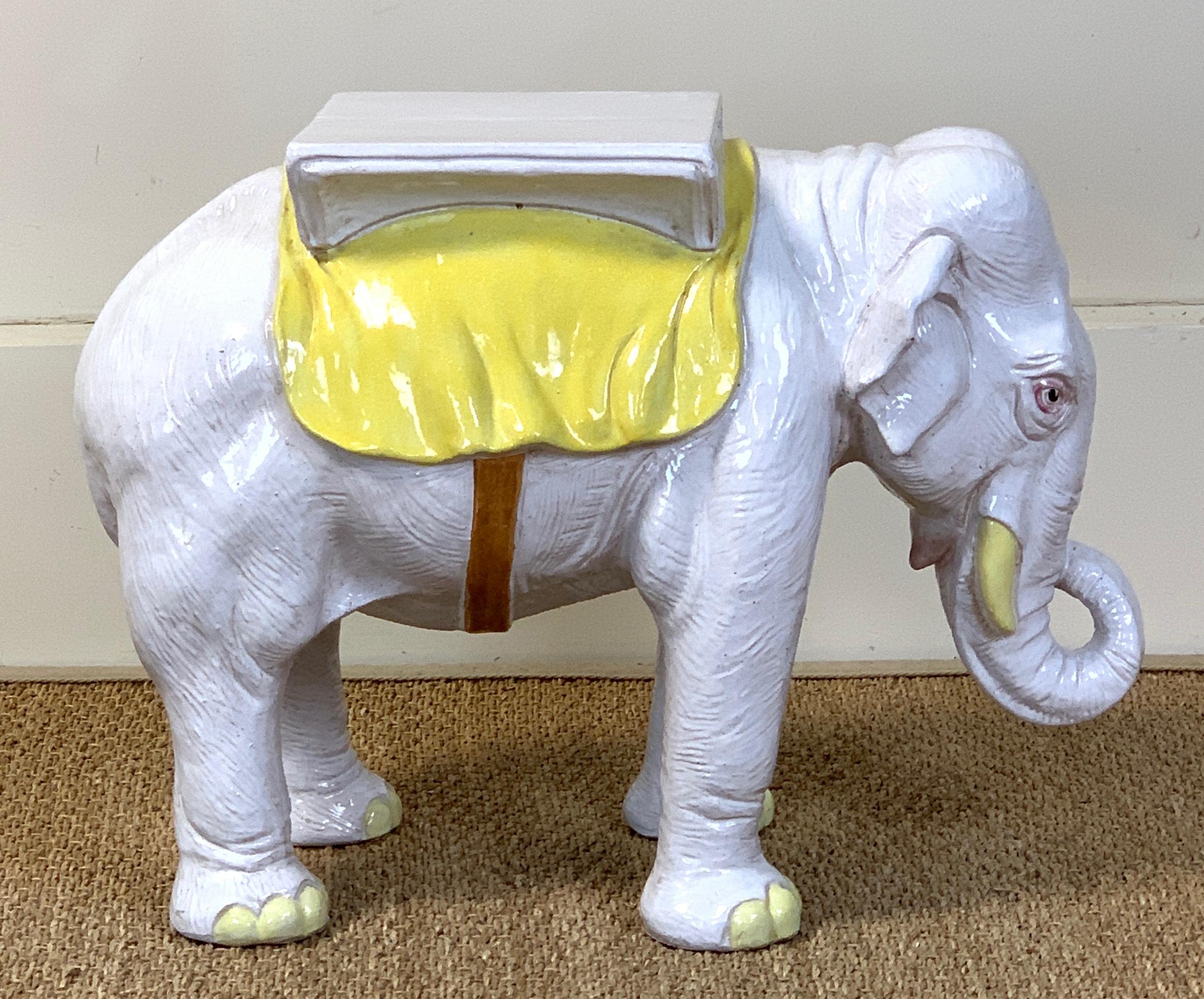 Italian Glazed Ceramic Elephant Garden Seat 2