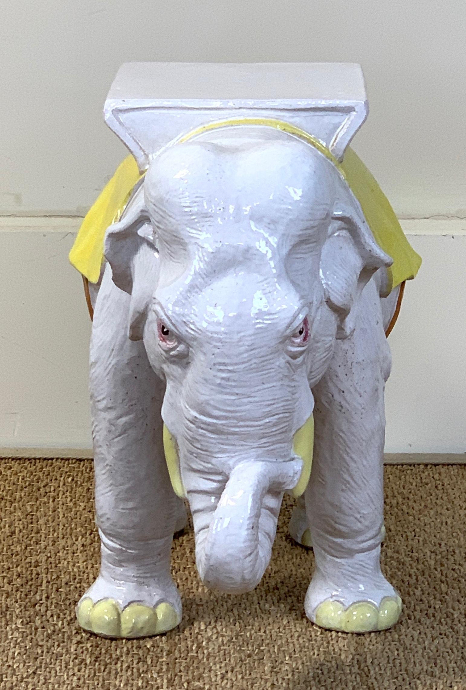 Italian Glazed Ceramic Elephant Garden Seat 4