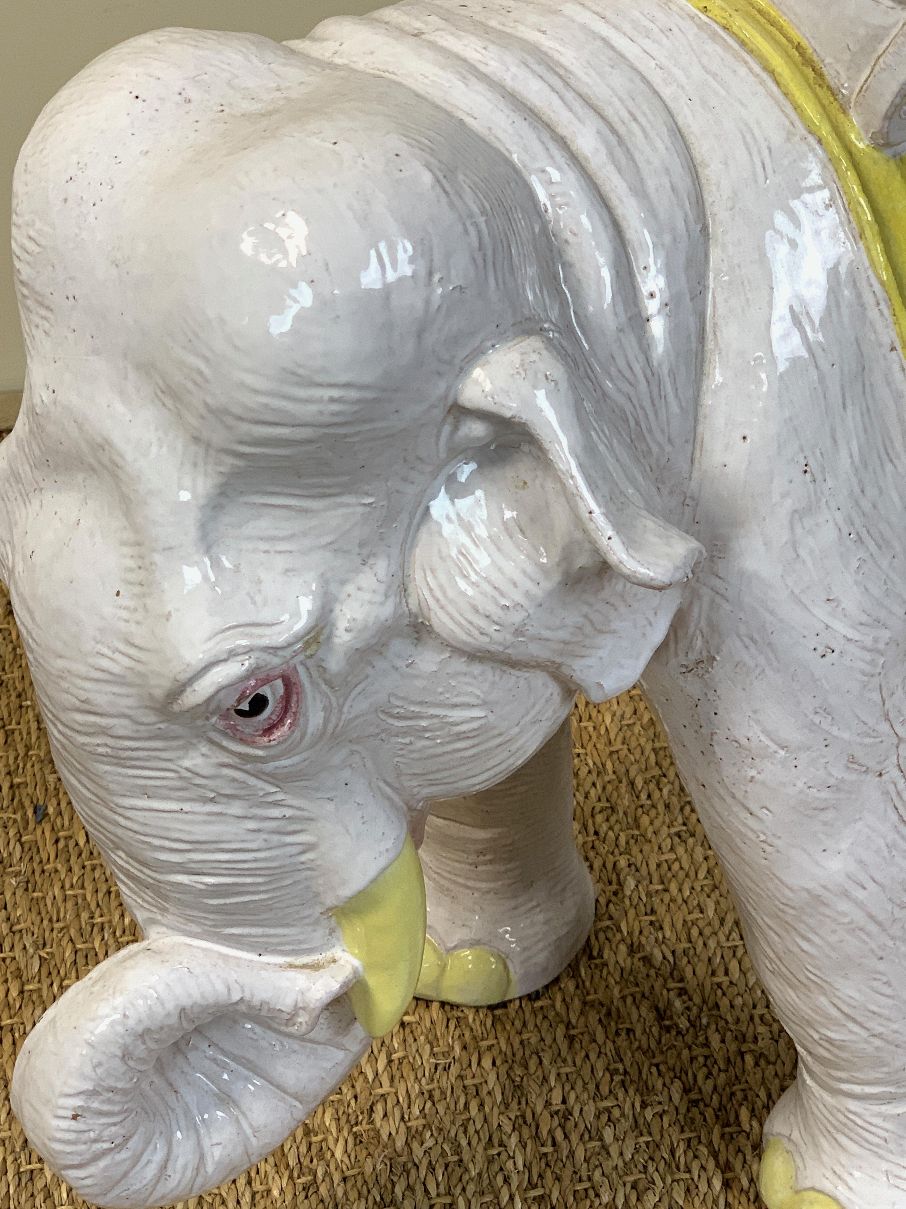 Italian Glazed Ceramic Elephant Garden Seat 5