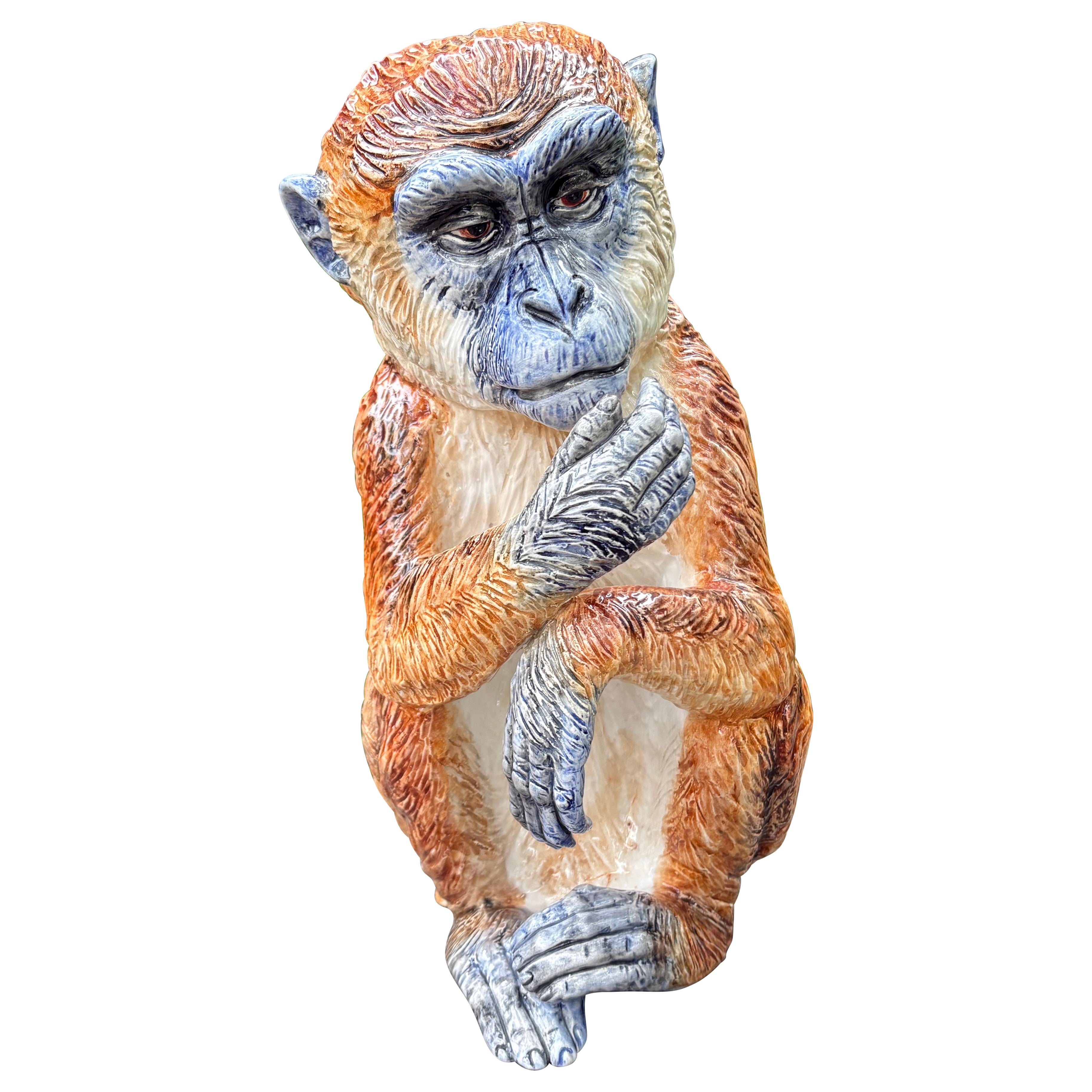 Italian Glazed Ceramic Monkey Stamped Ronzan For Sale