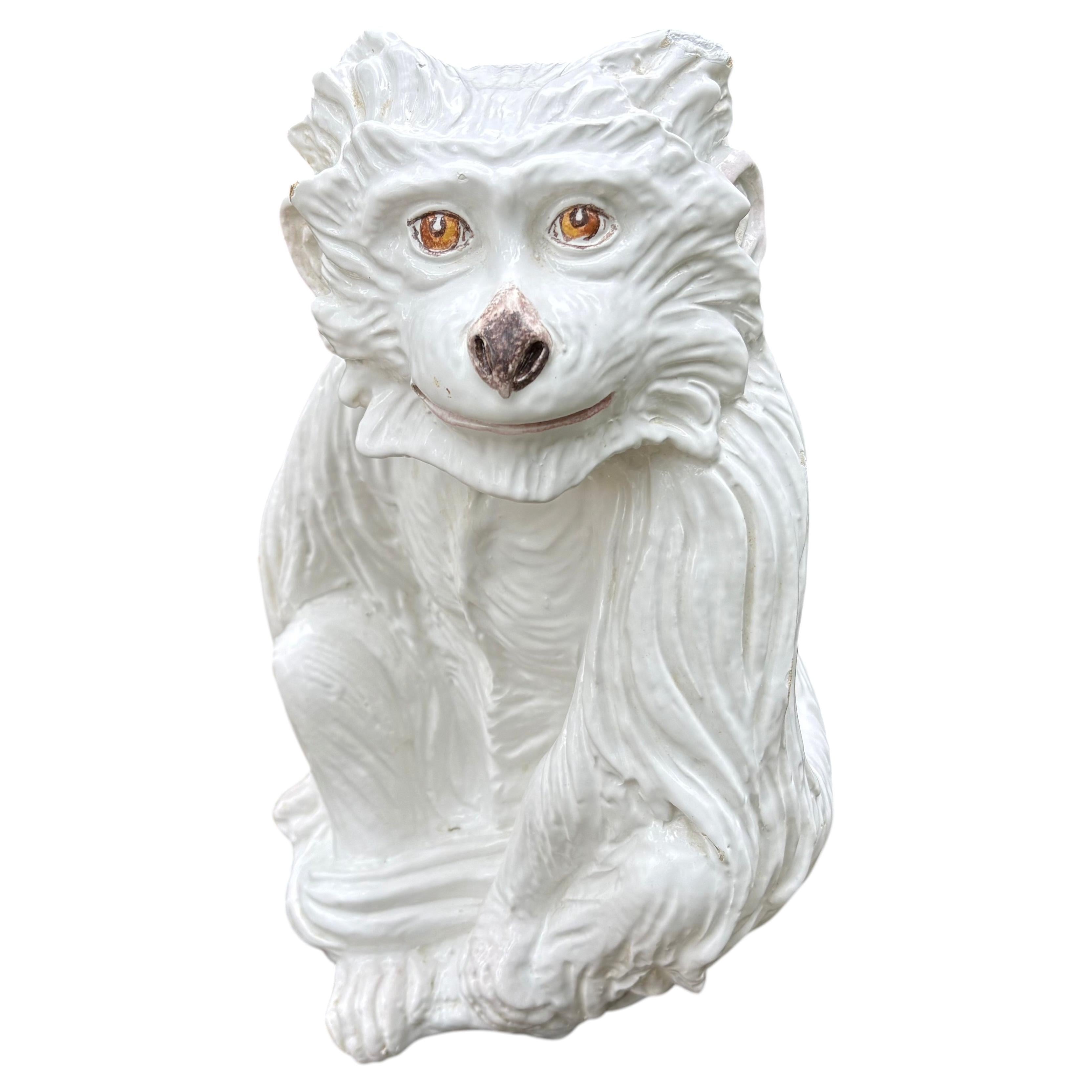 Italian Glazed Ceramic Monkey Sculpture For Sale