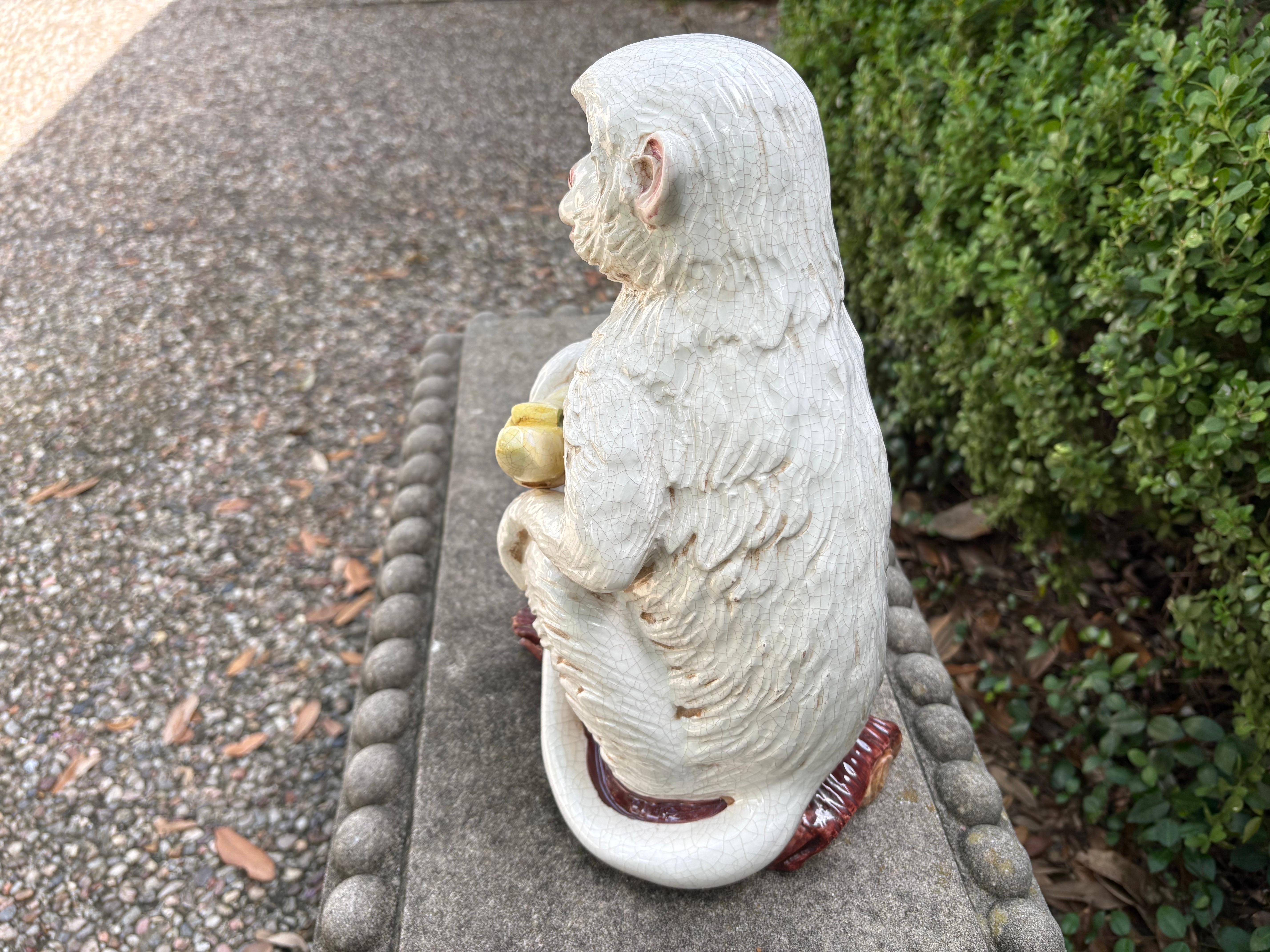 Statua di scimmia in ceramica smaltata italiana In condizioni buone in vendita a Houston, TX