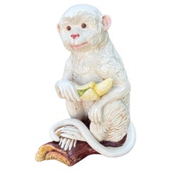 Statua di scimmia in ceramica smaltata italiana