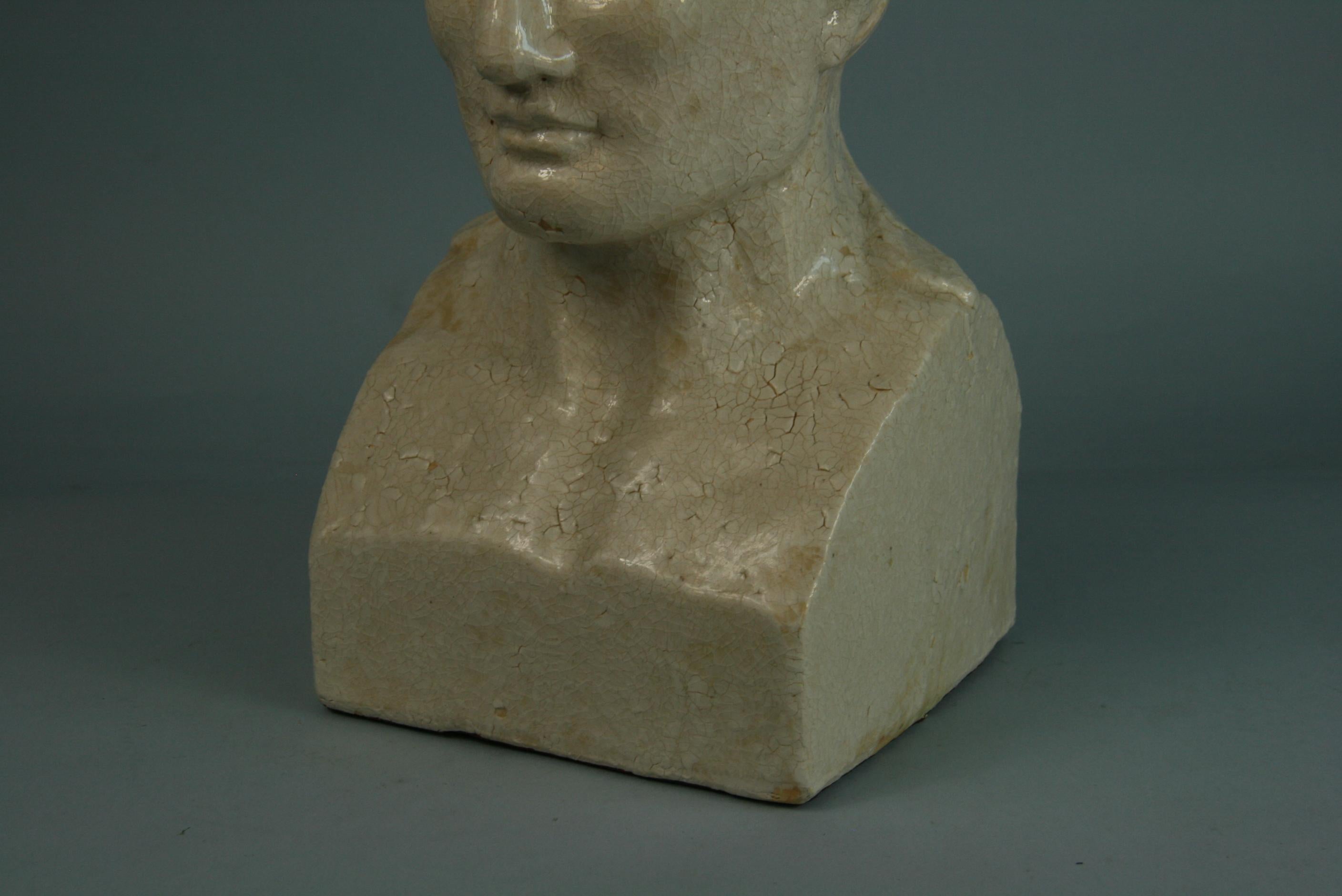 Mid-20th Century Italian Glazed Ceramic Roman Bust/Sculpture, 1940's For Sale