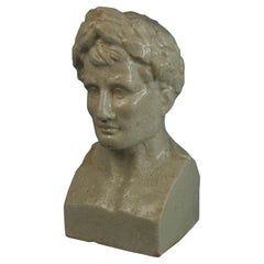 Busto/escultura romana de cerámica esmaltada italiana, años 40