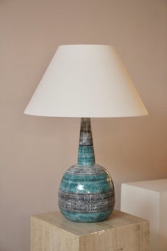 Mid-Century Modern Italian Glazed Ceramic Table Lamp, Turquoise, 1960s