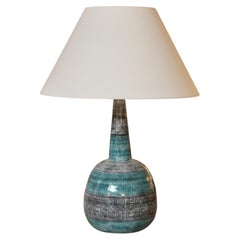 Mid-Century Modern Italian Glazed Ceramic Table Lamp, Turquoise, 1960s