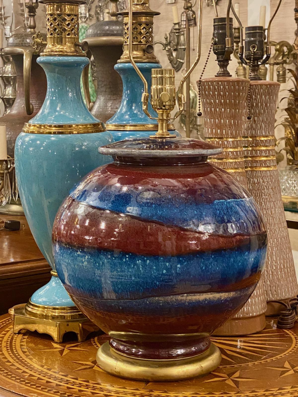 Mid-20th Century Italian Glazed Ceramic Table Lamp For Sale