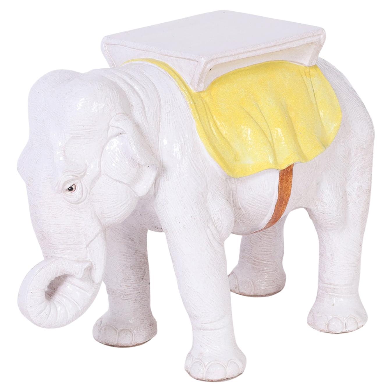 Pair of Chinese Glazed Ceramic Elephant Tables at 1stDibs