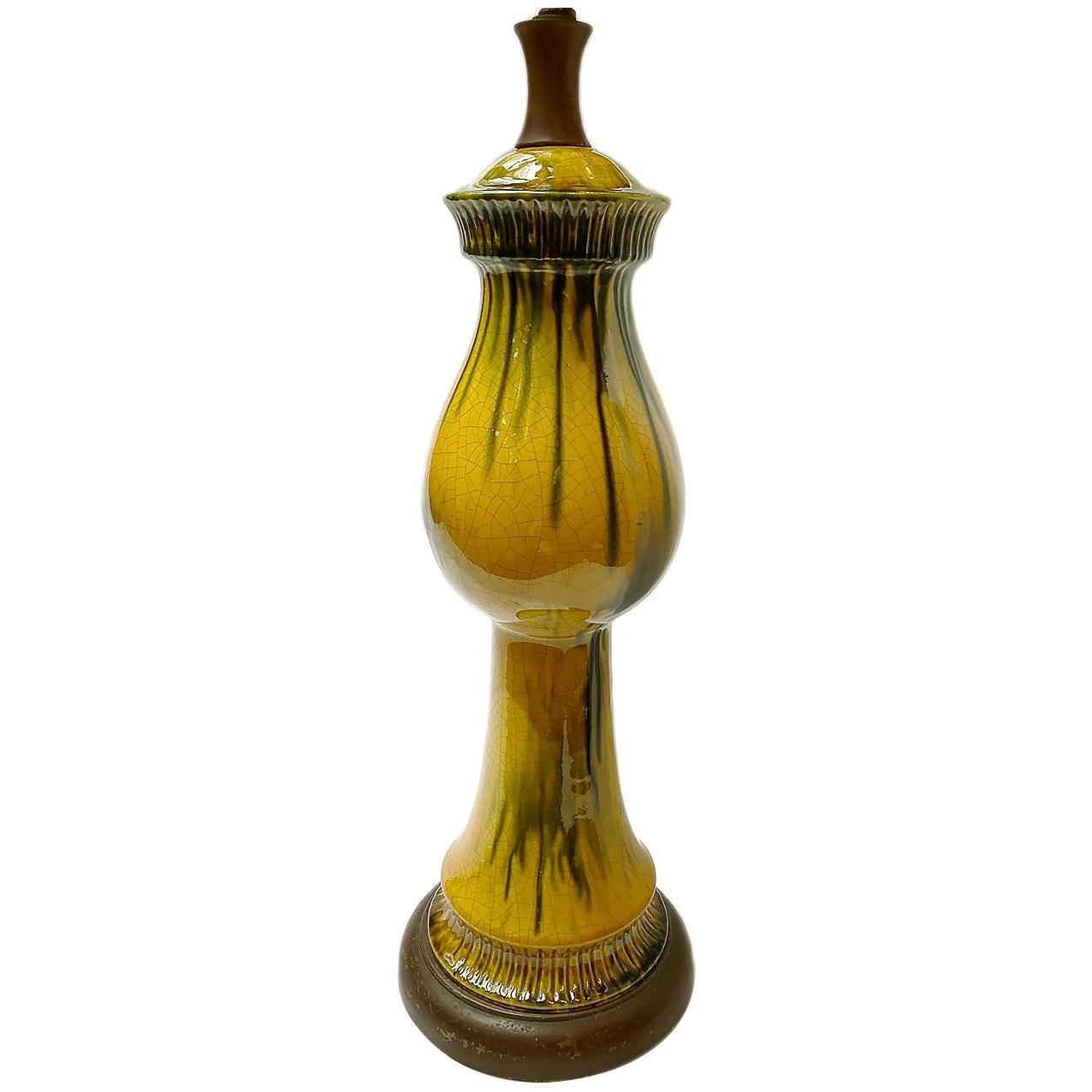 Italian Glazed Porcelain Table Lamp For Sale