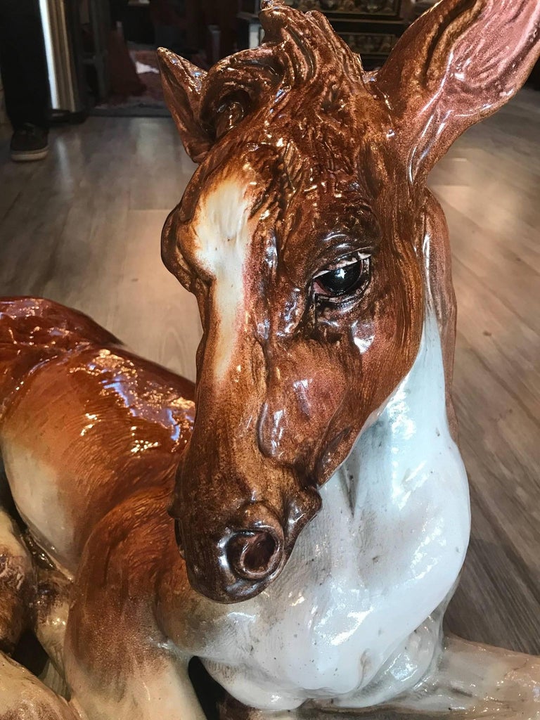 Italian Glazed Pottery Horse For Sale at 1stDibs