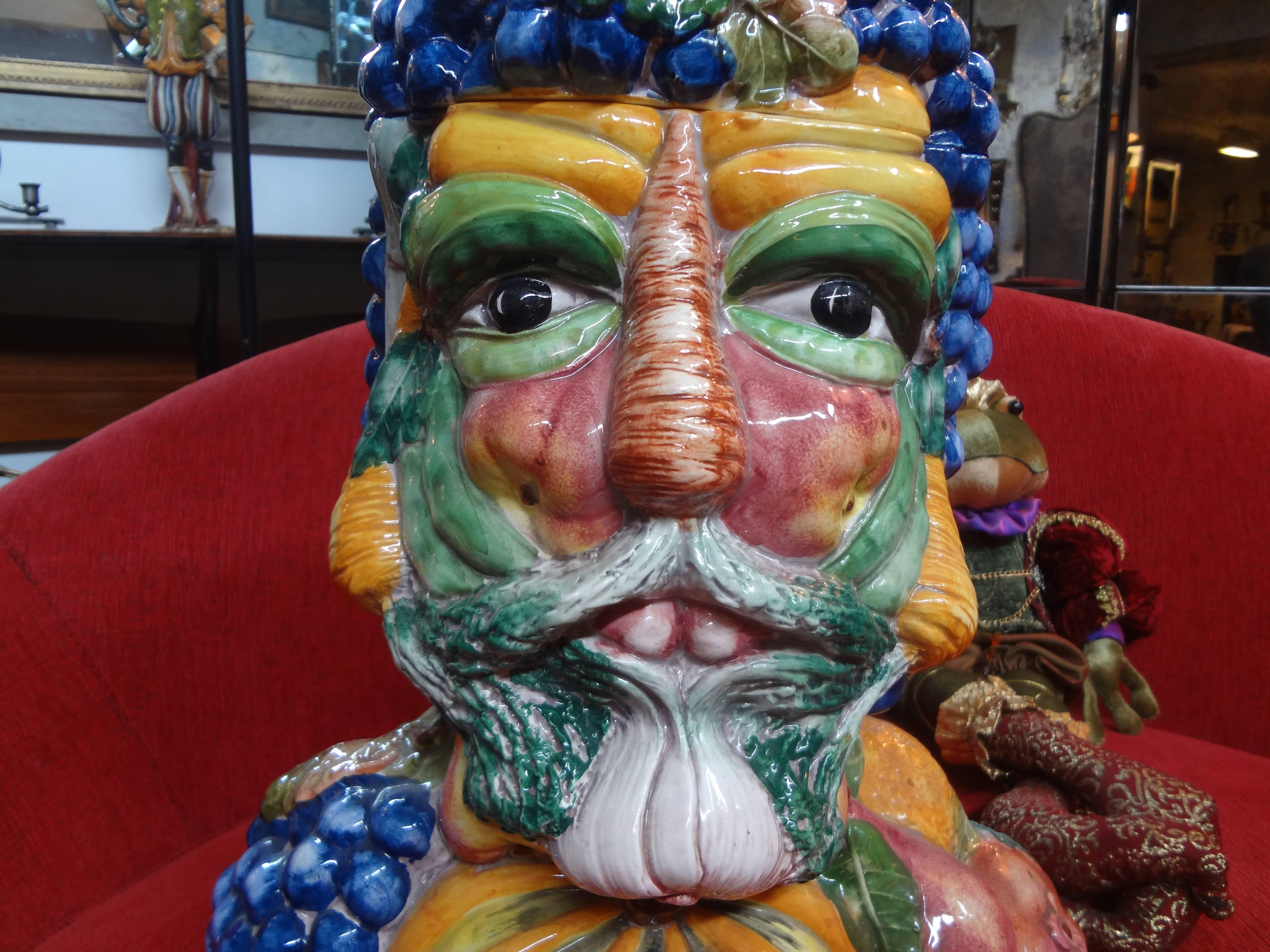Classical Roman Italian Glazed Pottery Vessel after Giuseppe Arcimboldo