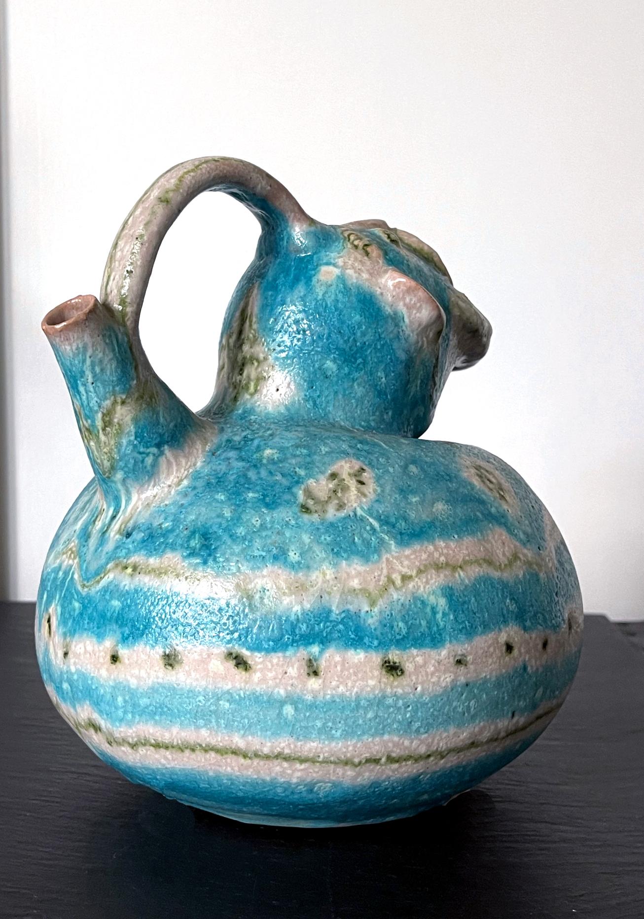 Italian Glazed Stoneware Anthropomorphic Pitcher by Guido Gambone 2