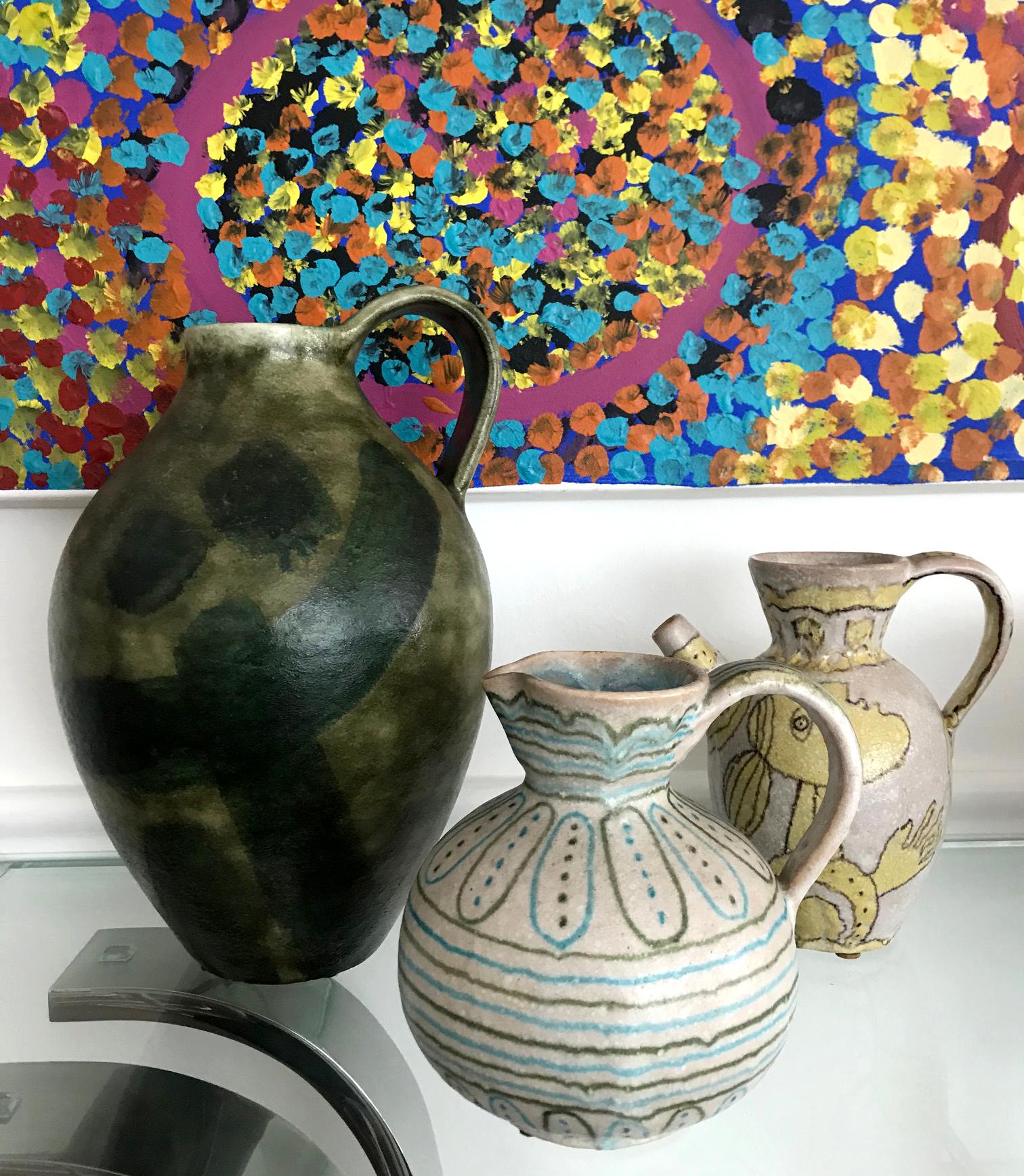 Italian Glazed Stoneware Pitcher by Guido Gambone For Sale 3