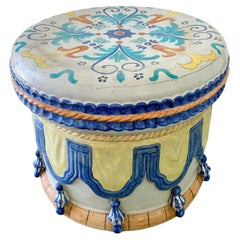 Italian Glazed Terra Cotta 2-Piece Ottoman Garden Seat