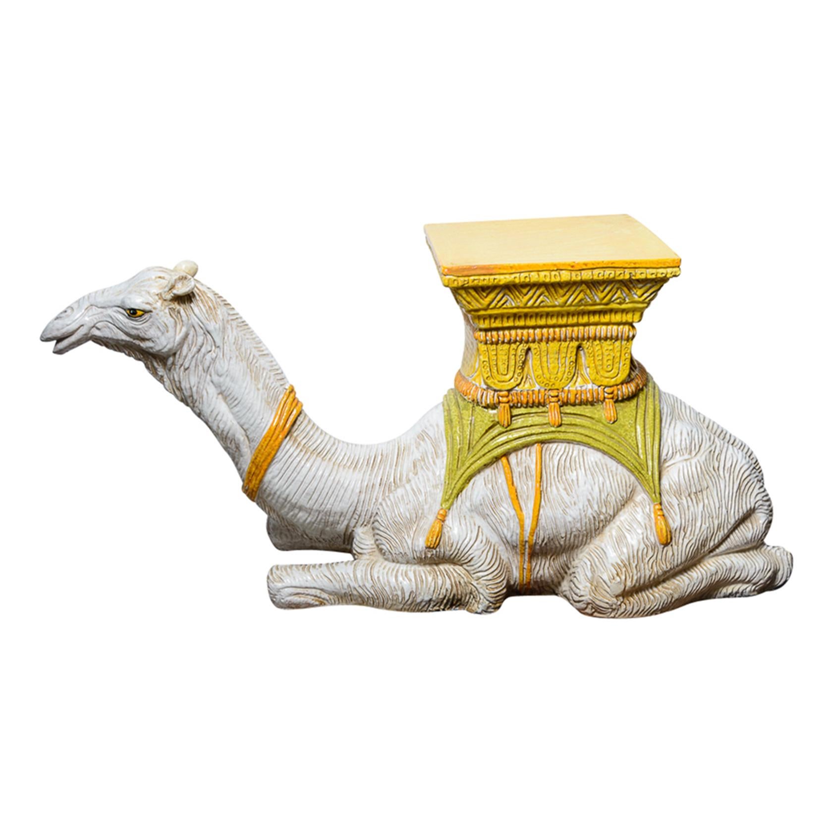 Terracotta Italian Glazed Terra Cotta Camel Garden Seat