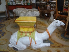 Italian Glazed Terra Cotta Camel Garden Seat or Table