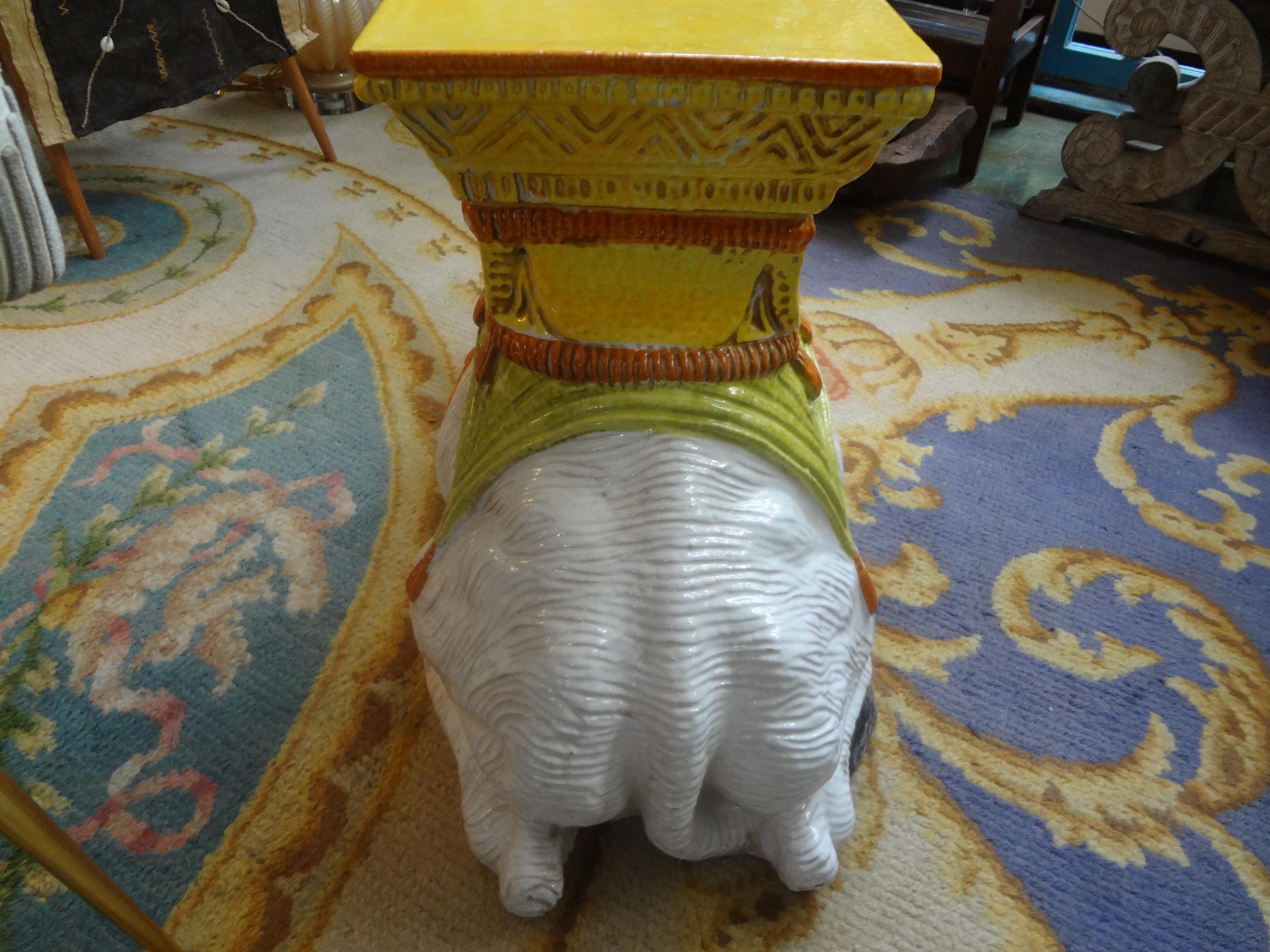 Late 20th Century Italian Glazed Terra Cotta Camel Garden Seat or Table For Sale