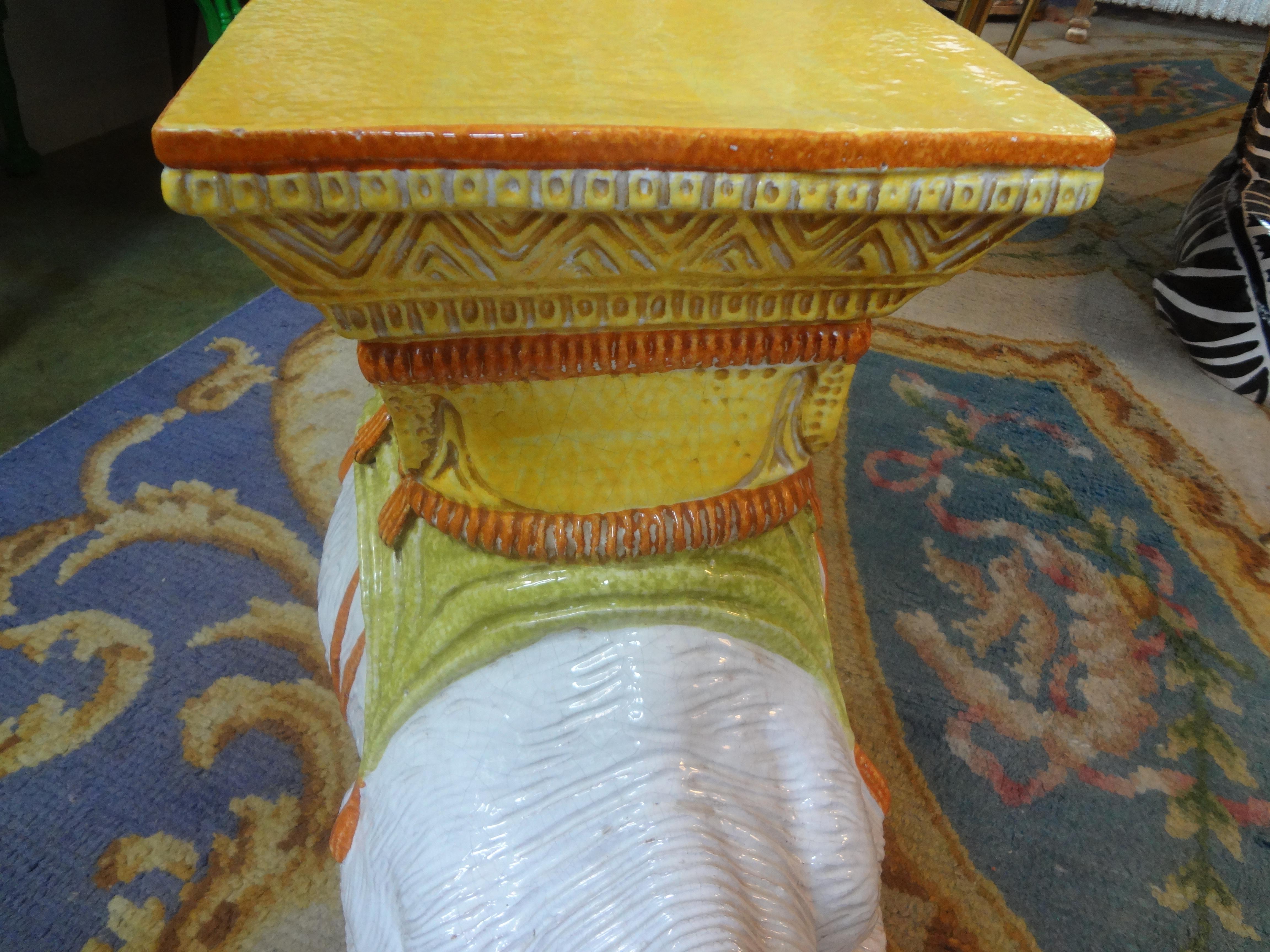 Italian Glazed Terra Cotta Camel Garden Seat or Table For Sale 1