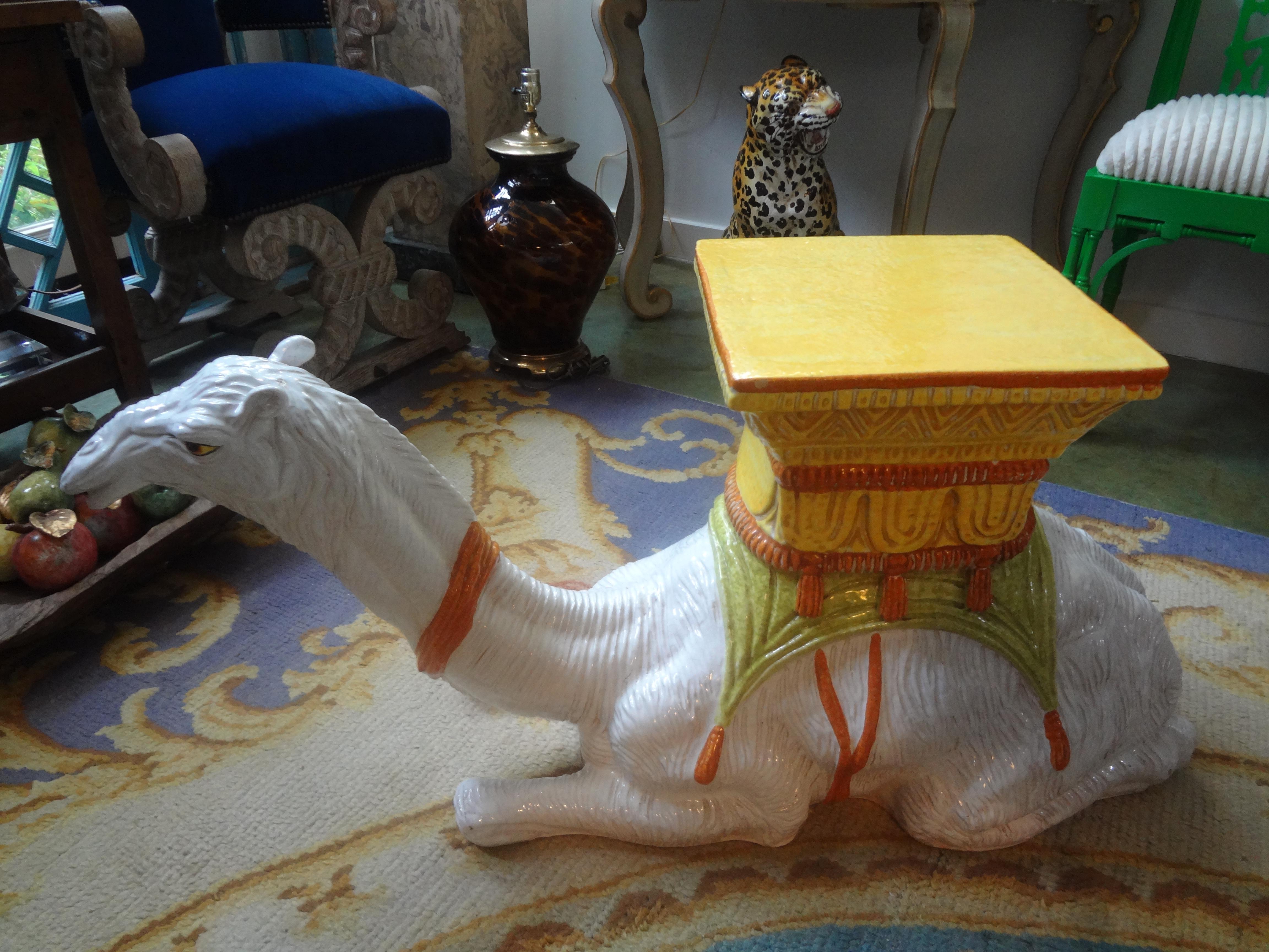 Italian Glazed Terra Cotta Camel Garden Seat or Table For Sale 2