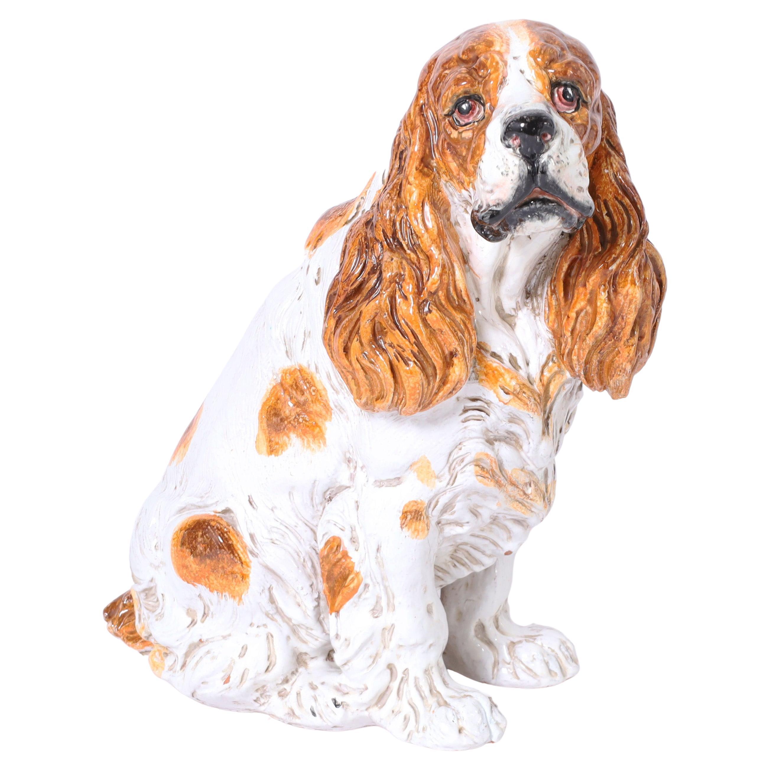 Italienischer glasierter Terrakotta Cocker Spaniel oder Hund