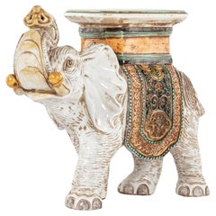 Taburete de jardín Elefante de terracota esmaltada italiana