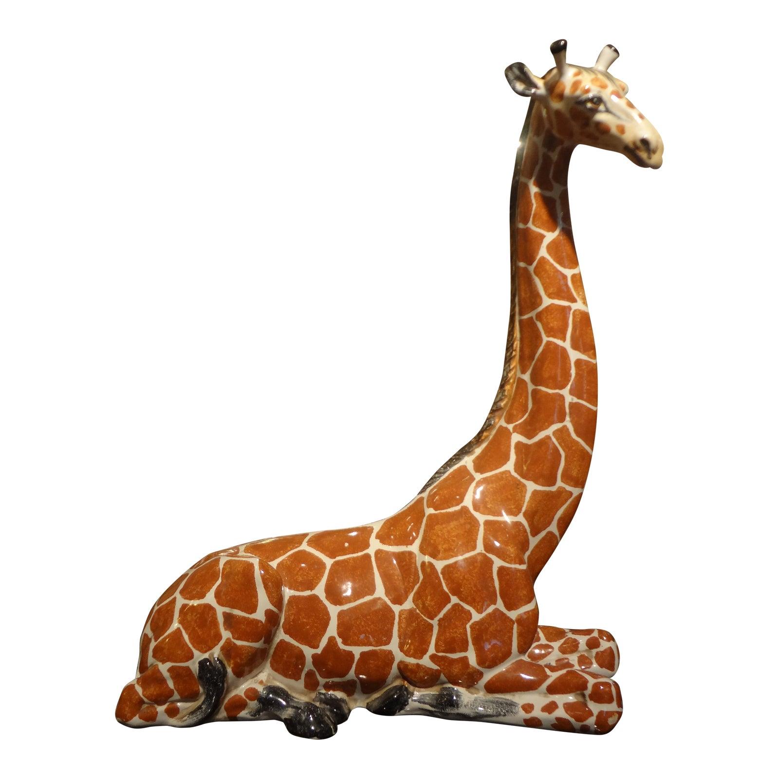 Italian Glazed Terra Cotta Giraffe Figure For Sale 2