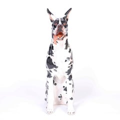 Italian Glazed Terra Cotta Great Dane Sculpture