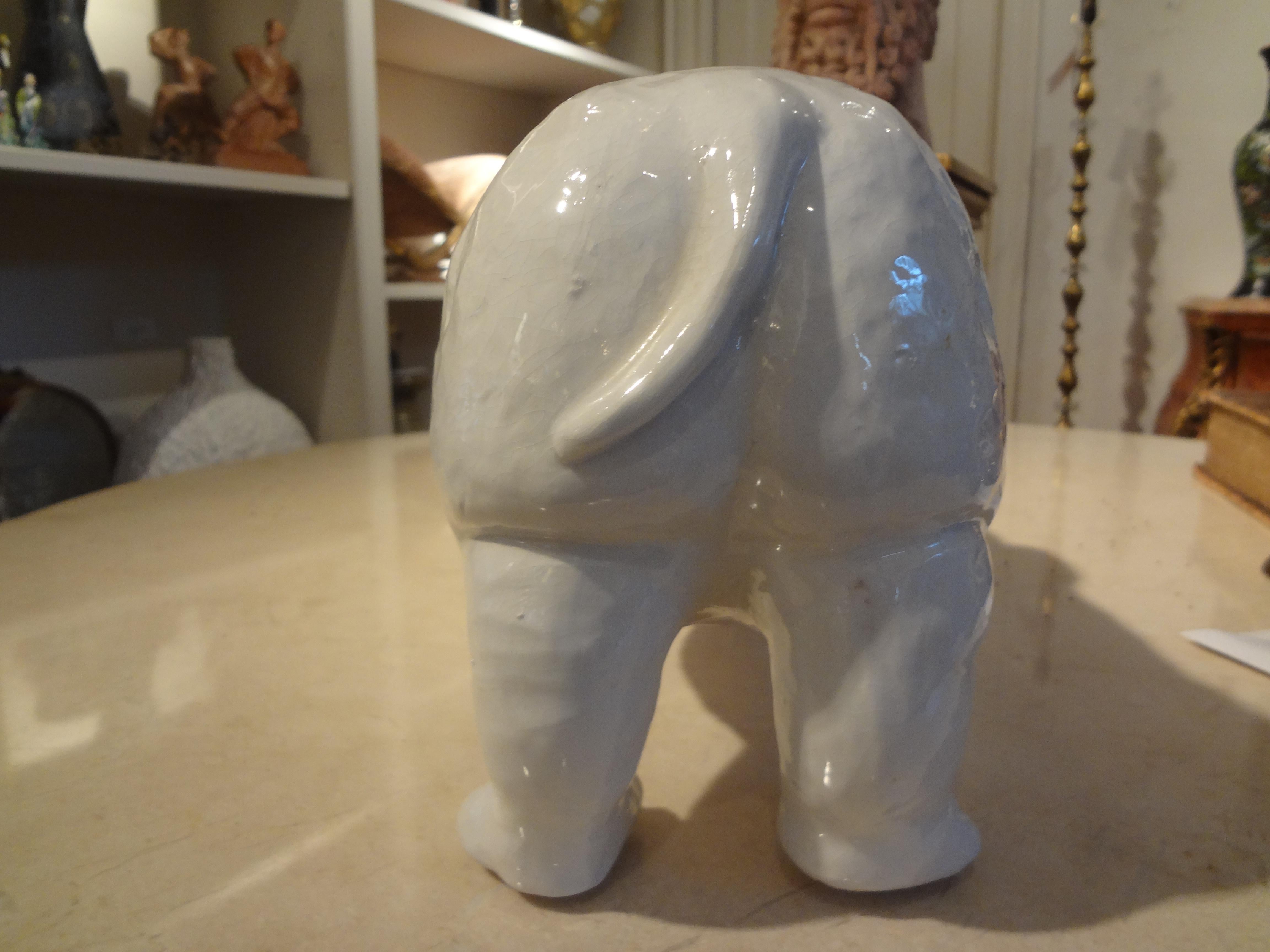 Terracotta Italian Glazed Terra Cotta Hippopotamus For Sale