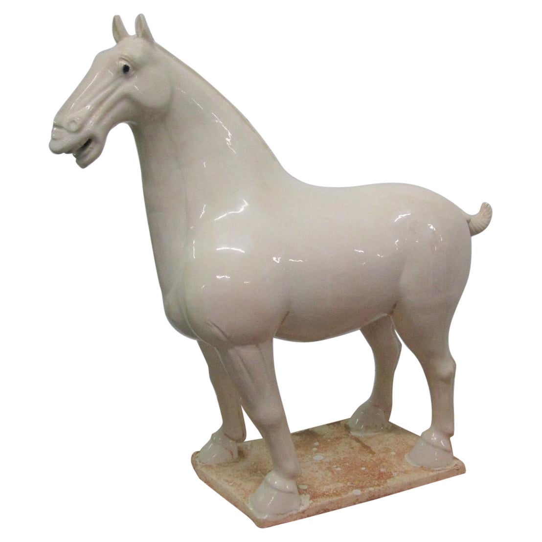 Scultura di cavallo in terracotta smaltata italiana