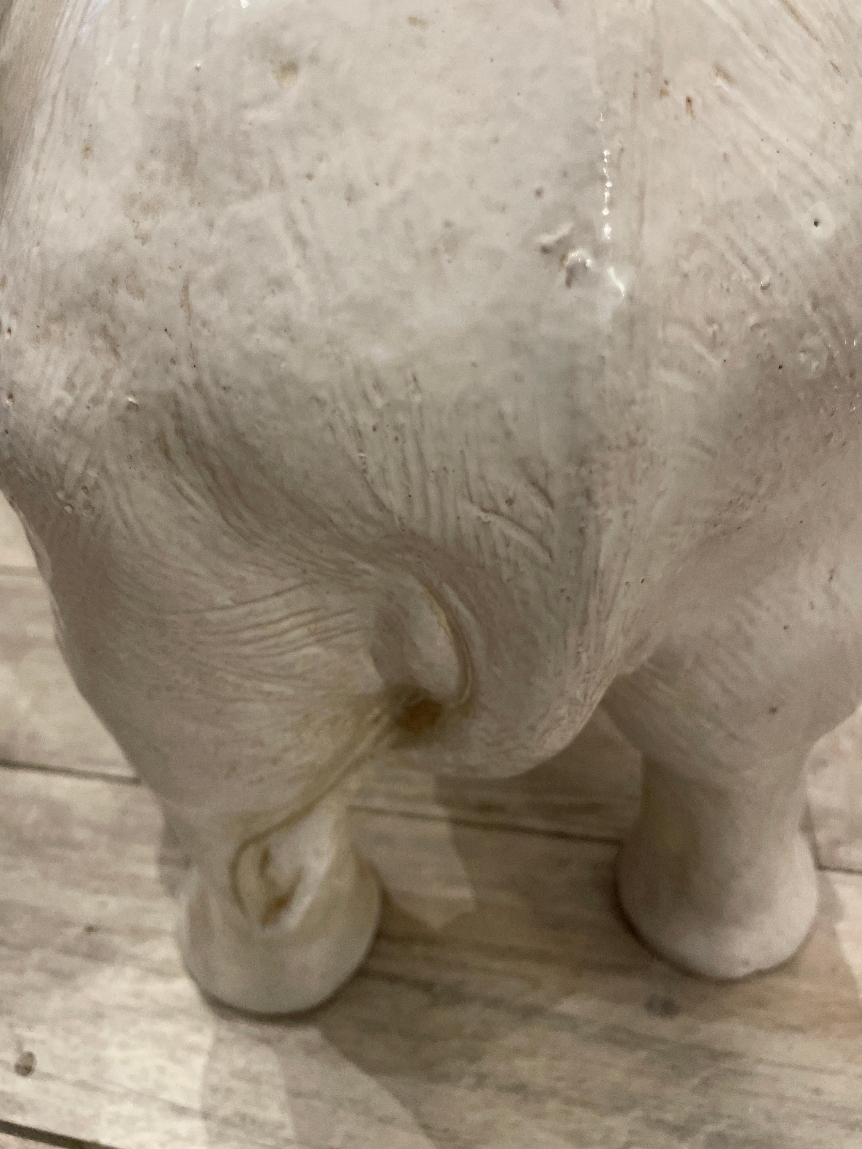 Italienischer glasierter Terrakotta-Elefant-Gartensitz im Angebot 7