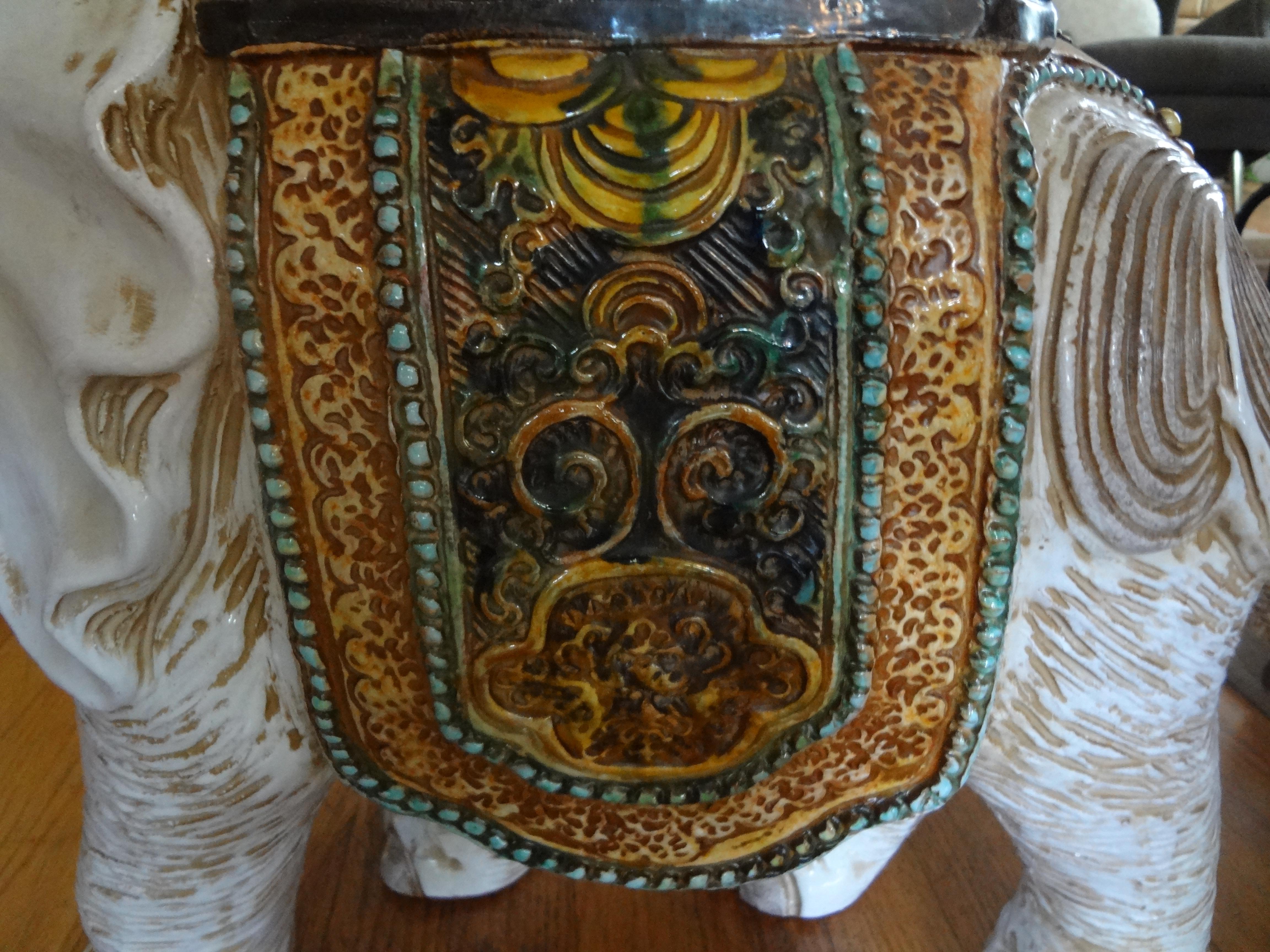 Mid-20th Century Italian Glazed Terracotta Elephant Table or Garden Seat