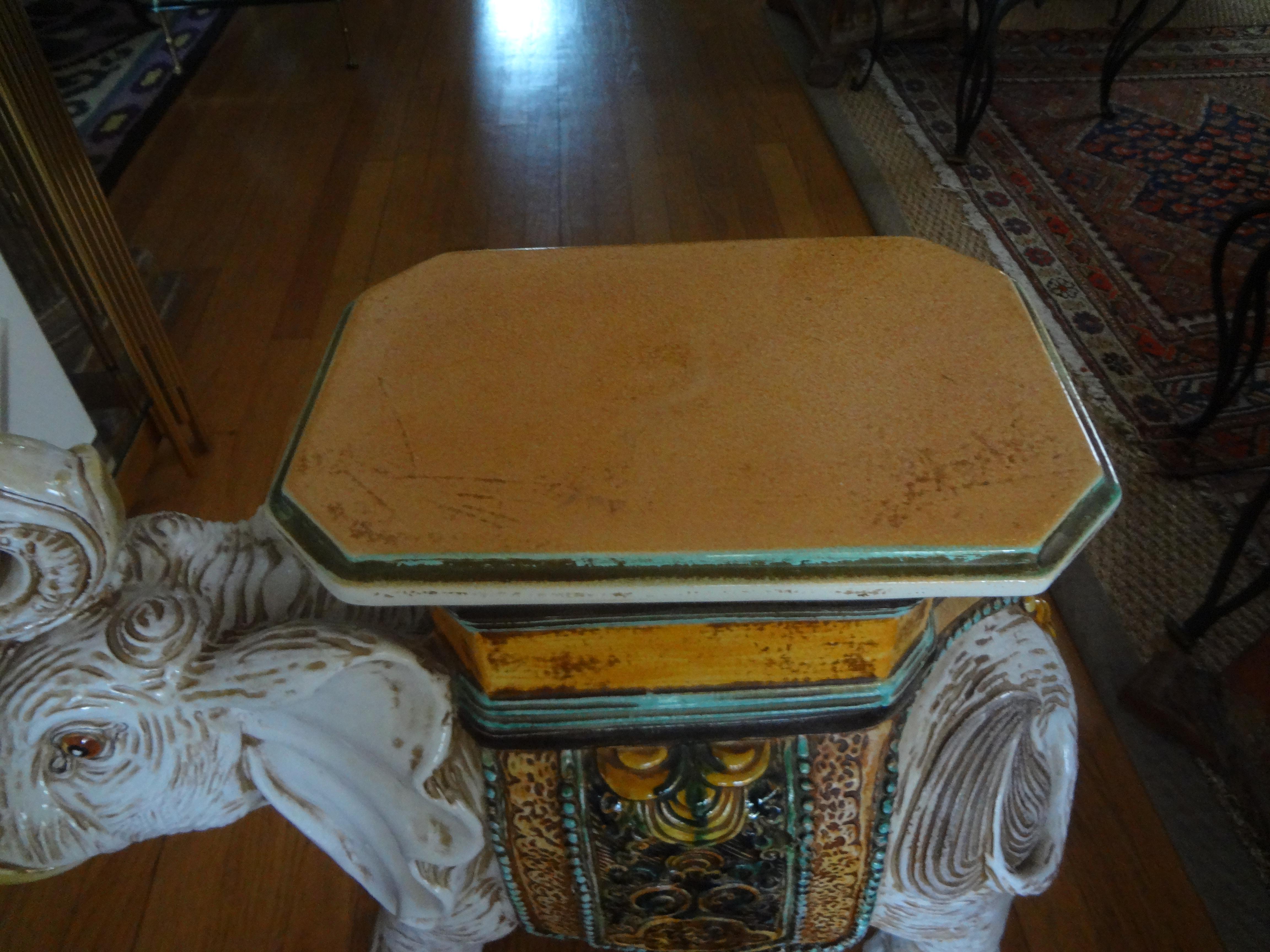 Italian Glazed Terracotta Elephant Table or Garden Seat 2