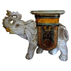 Italian Glazed Terracotta Elephant Table or Garden Seat