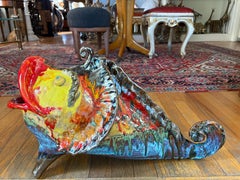 Italian Glazed Terracotta Fish Sculpture